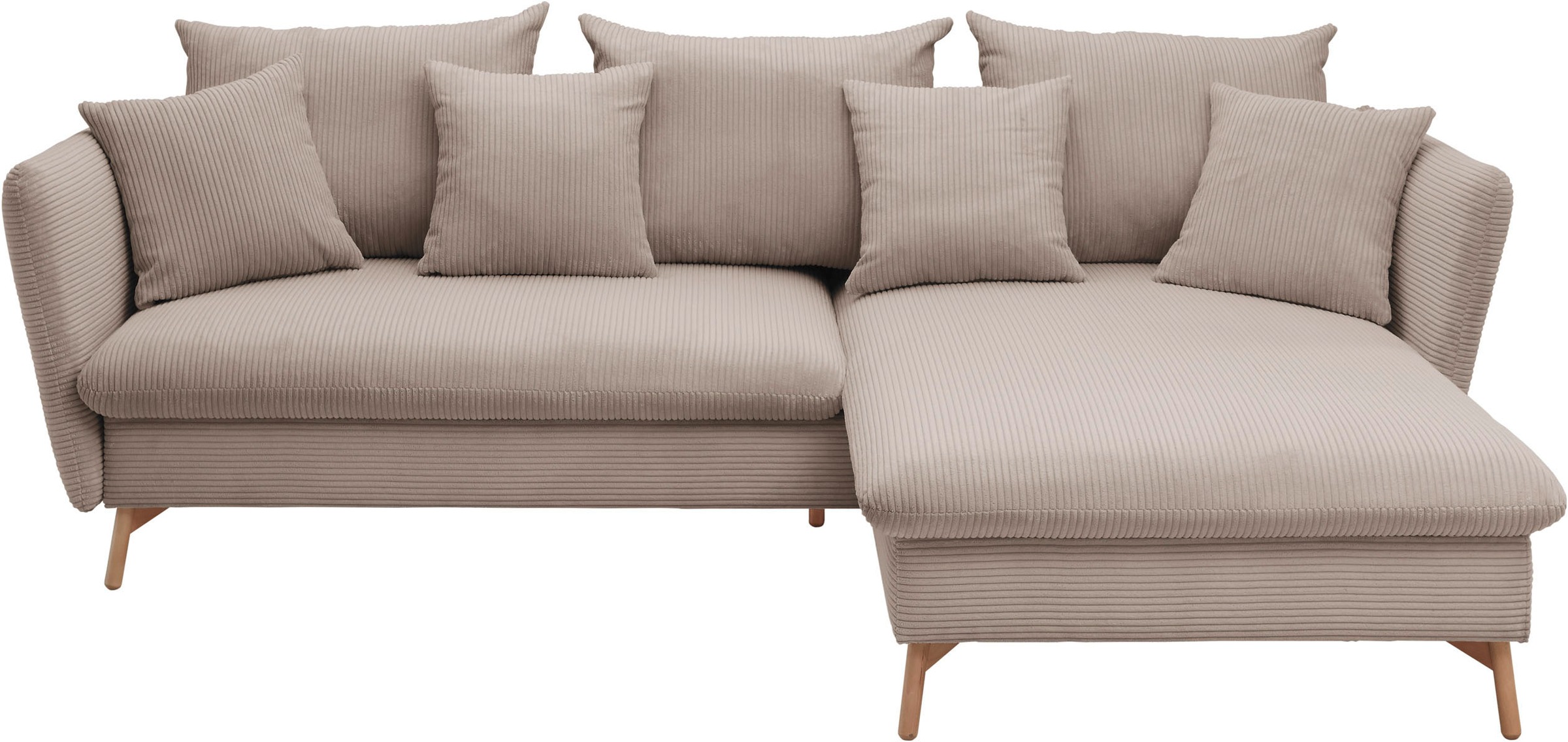 andas Ecksofa »MERLE, 258 cm, L-Form, traumhafter Cord,«, mit Bettfunktion und Bettkasten, Liegefläche 224 x 139