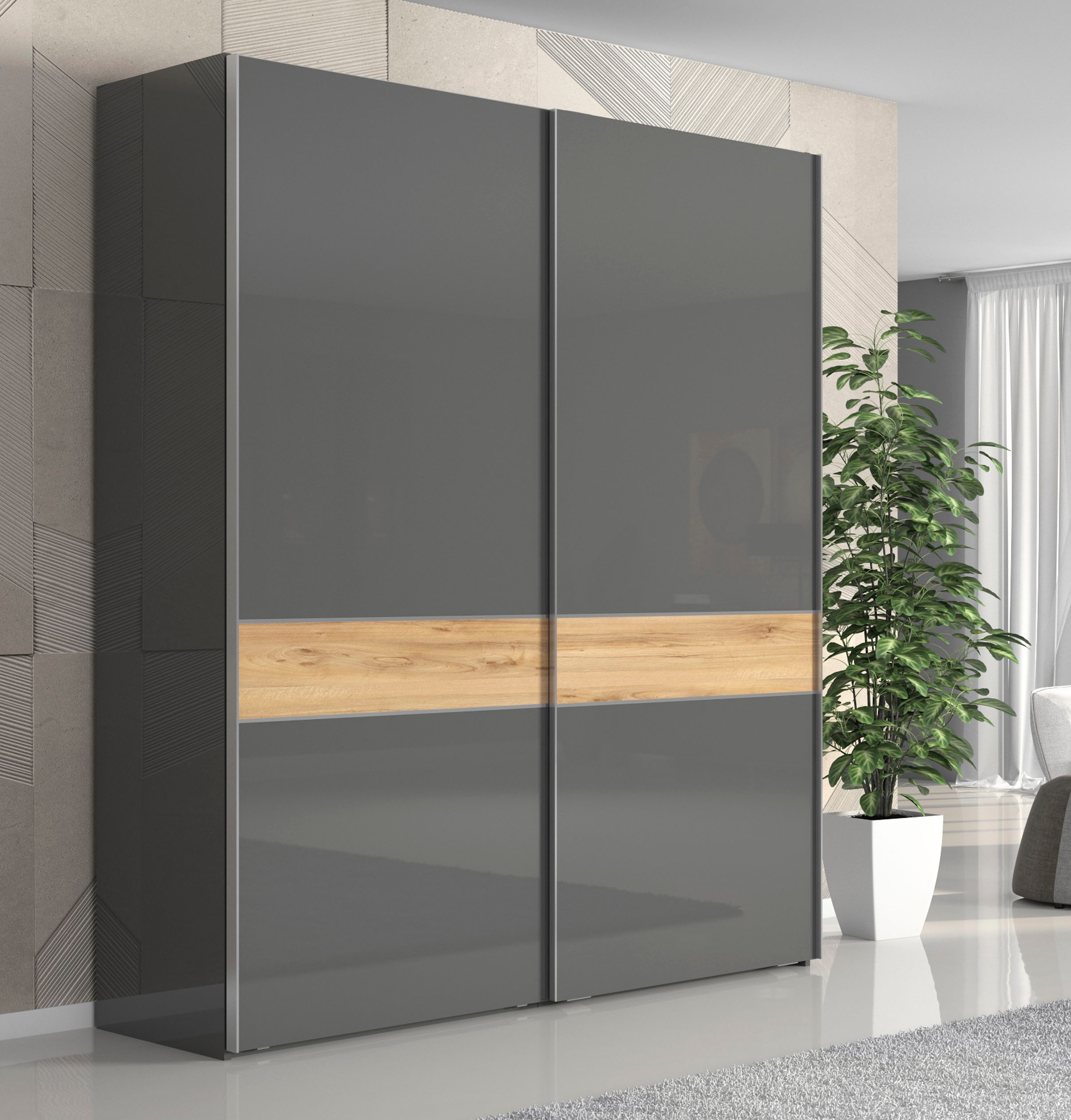 OTTO home Kleiderschrank "Onyx, Schwebetürenschrank inklusive Innenleben, F günstig online kaufen