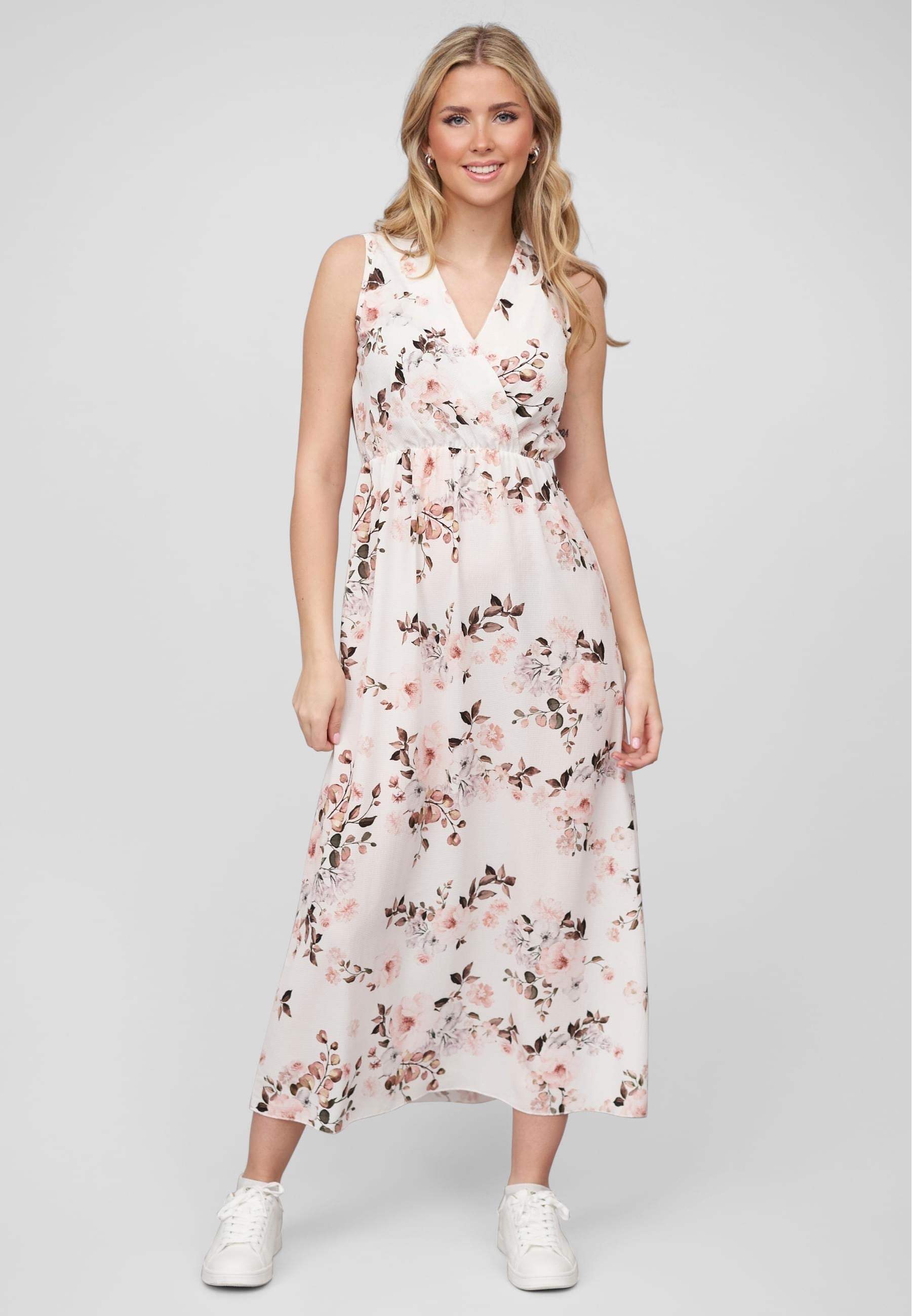 CLOUD 5IVE Shirtkleid »CLOUD 5IVE Maxi Kleid in Wickeloptik mit Blumen All Over Print« 1 Stk. tlg.