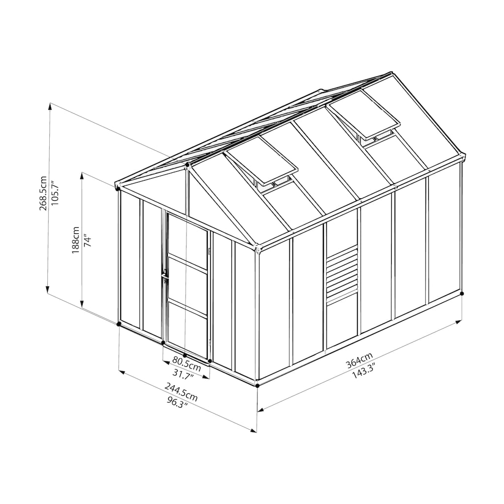 Palram - Canopia Gewächshaus »Glory 8x12«