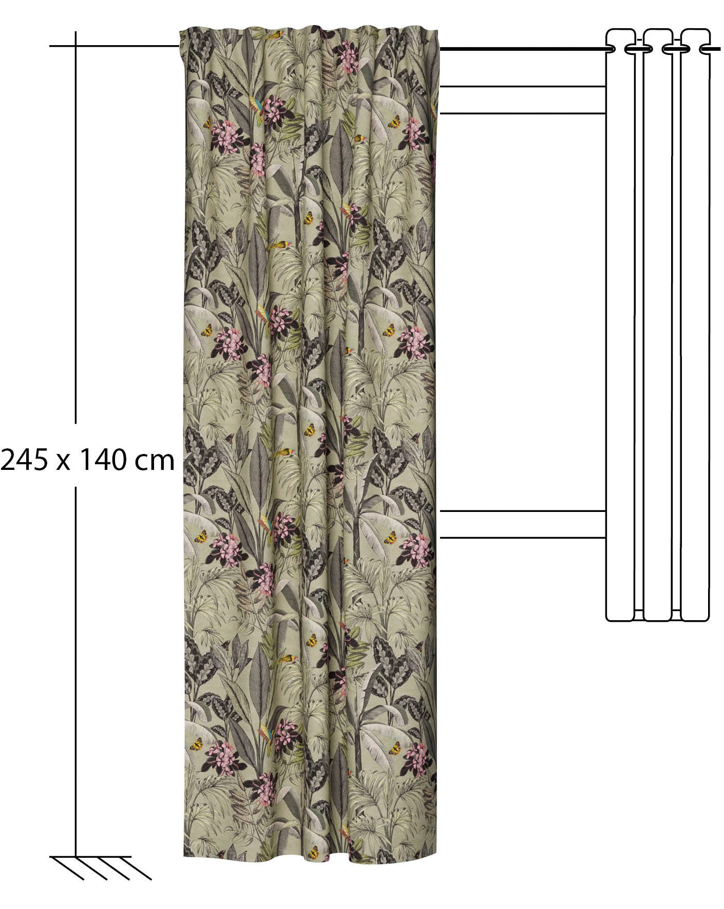 HOMING Vorhang »Kelani«, (1 St.), blickdicht, floral, Blumen, Wohnzimmer, Schlafzimmer
