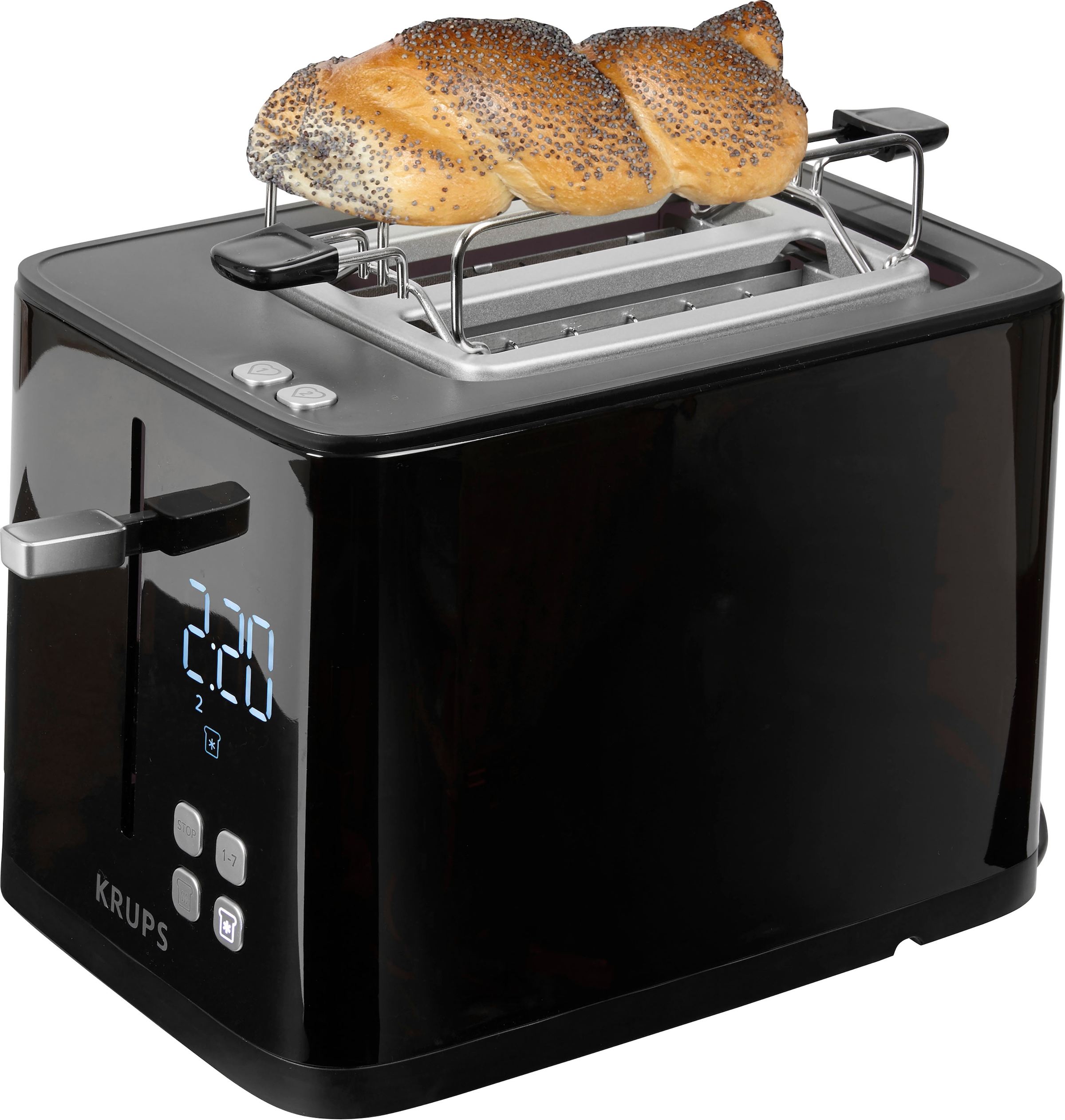 Krups Toaster "KH6418 Smartn Light", 2 kurze Schlitze, 800 W, Digitaldisplay, 7 Bräunungsstufen, automatische Zentrierun