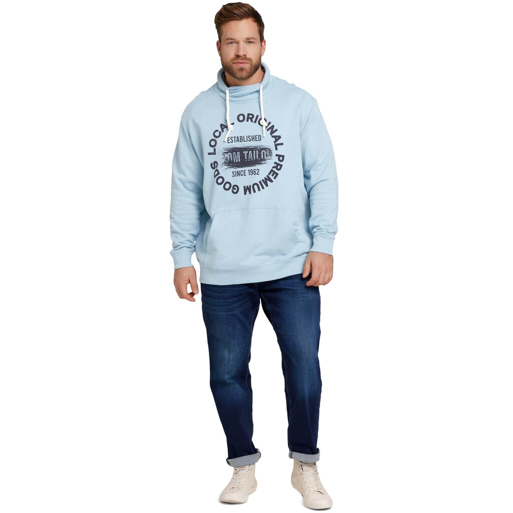 Herrenmode Pullover & Sweatshirts TOM TAILOR PLUS Kapuzensweatshirt, mit Logoprint hellblau Herrenmode Pullover & Sweatshirts TOM TAILOR PLUS Kapuzensweatshirt, mit Logoprint hellblau