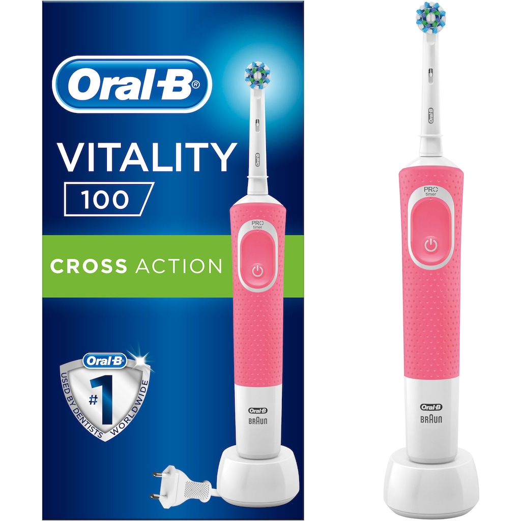 Oral-B Elektrische Zahnbürste »Vitality 100 CrossAction Pink«, 1 St. Aufsteckbürsten