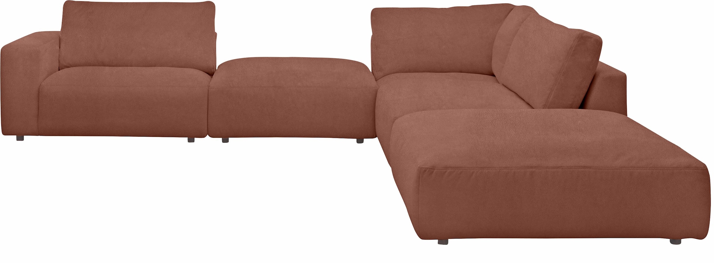 Ecksofa MUSTERRING, B:340cm H:81cm T:346cm, braun, Flachgewebe FLORIS (100% Polyester);Flachgewebe VALMONT (60% Baumwolle/ 40% Leinen);Microfaser