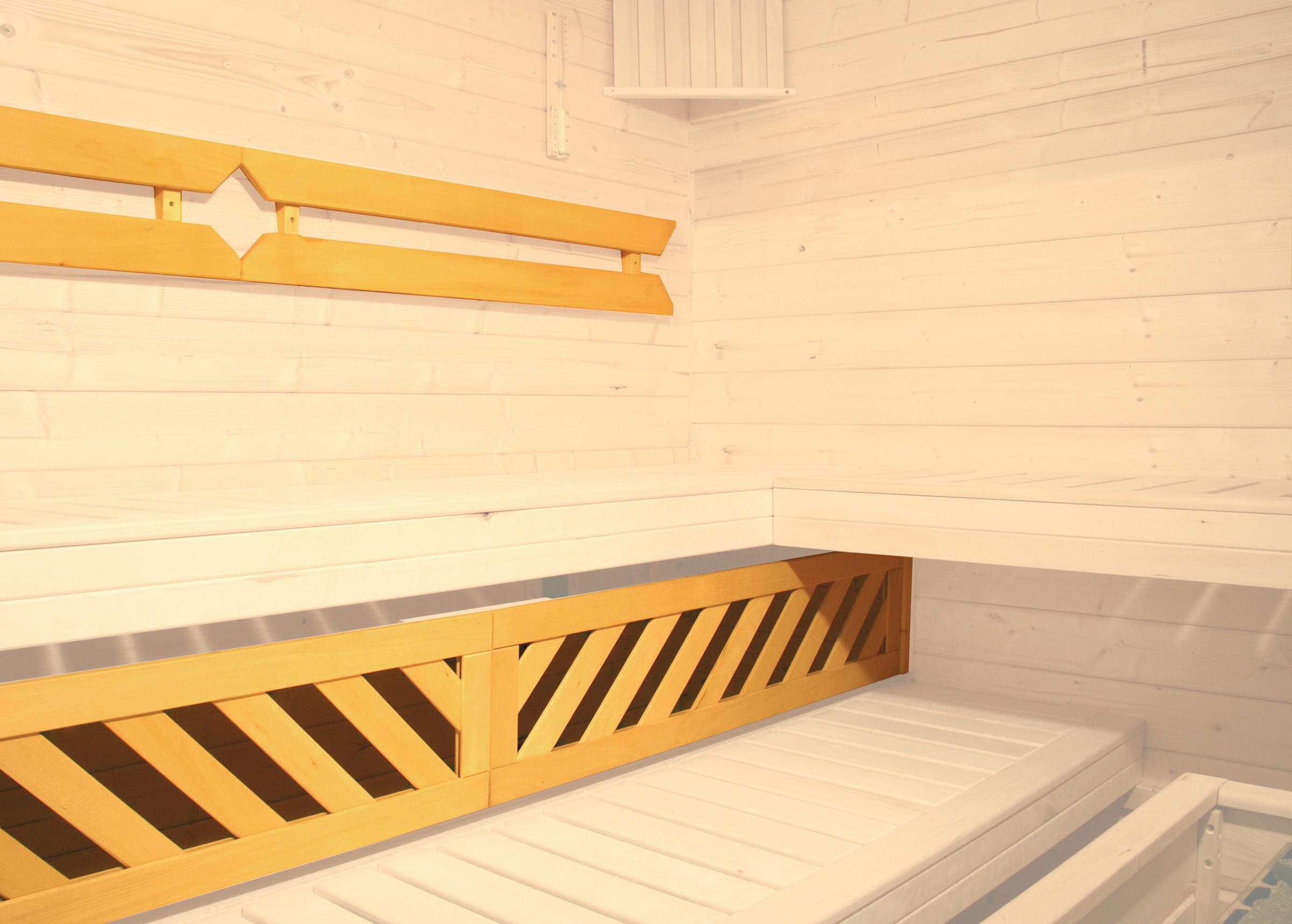 weka Sauna »Design-Sauna KEMI«, Blockbohlen, vorgefertigte Elemente, moderne Ganzglastür