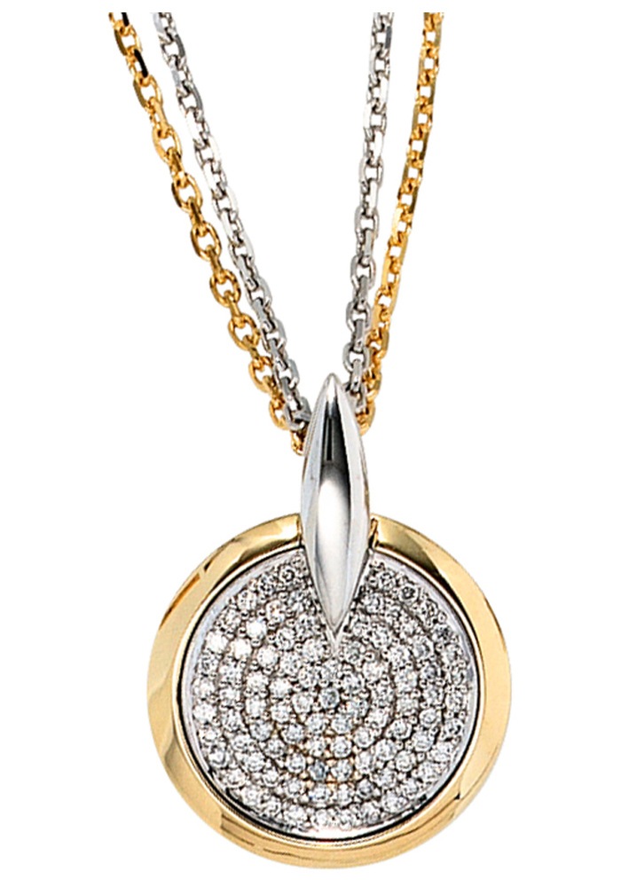 JOBO Runder Anhänger, rund 585 Gold bicolor mit 91 Diamanten