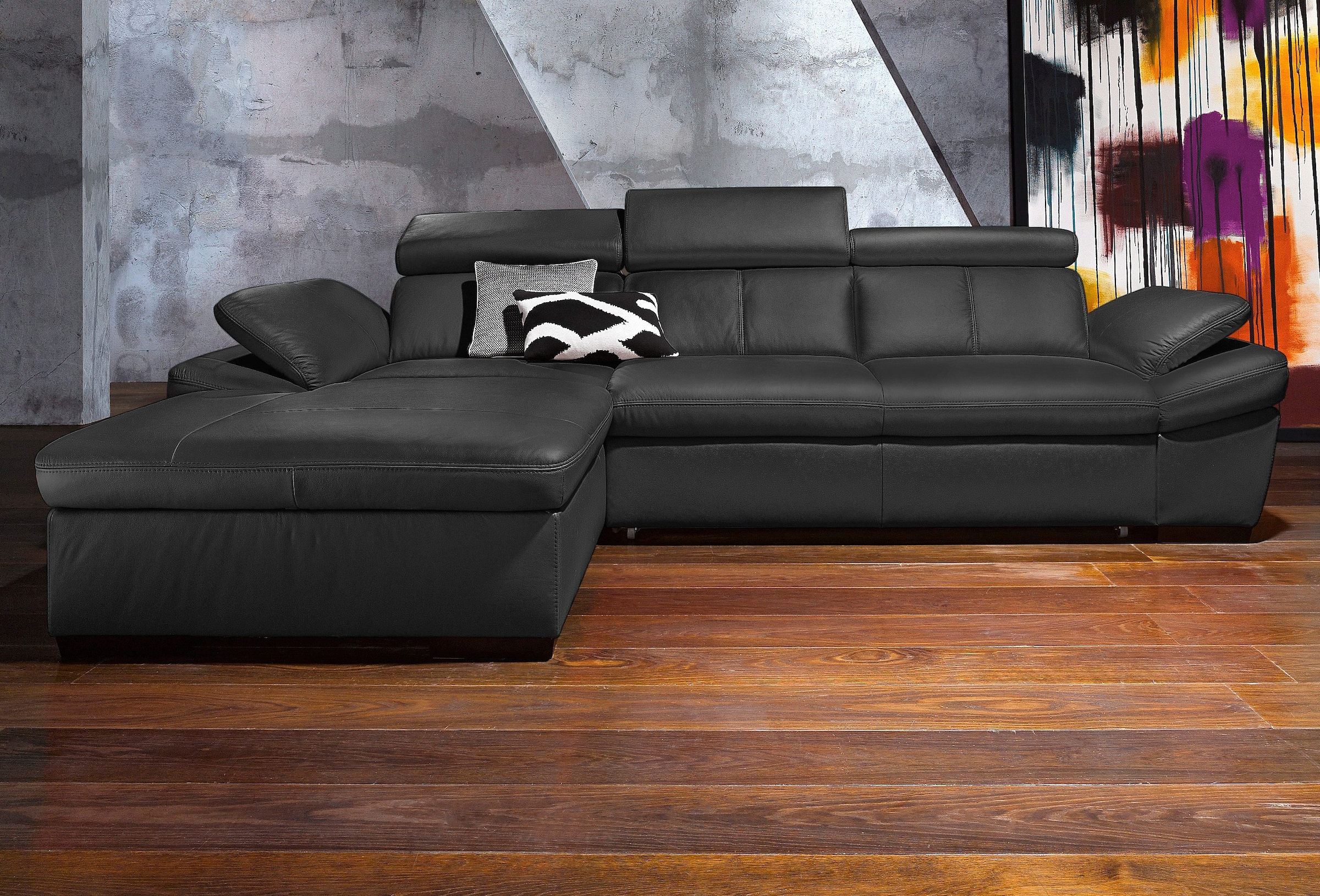 exxpo - sofa fashion Ecksofa »Salerno, L-Form«, inkl. Kopf- und Armteilverstellung, wahlweise mit Bettfunktion