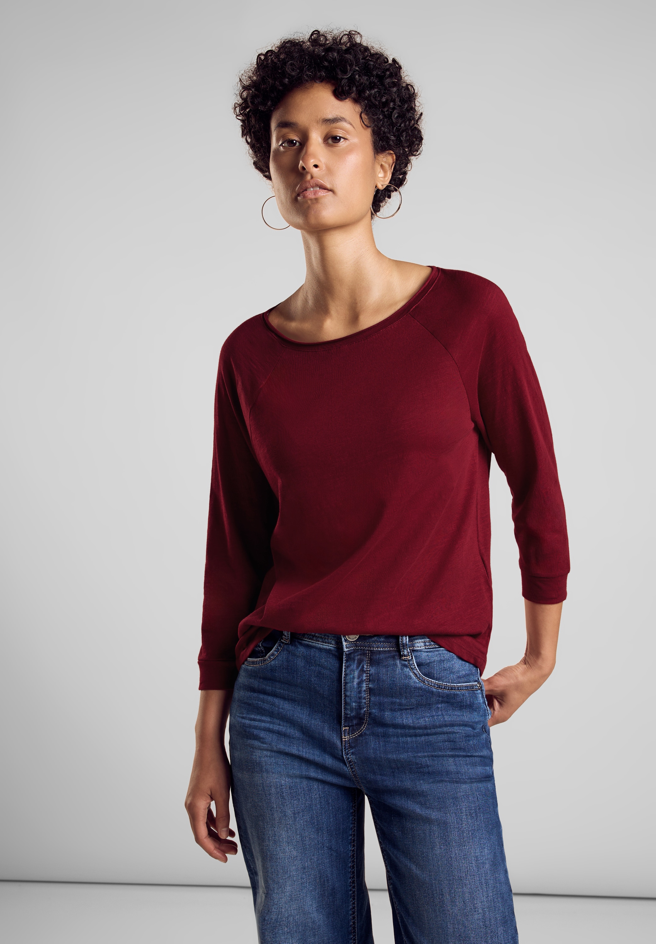 STREET ONE 3/4-Arm-Shirt, aus reiner Baumwolle