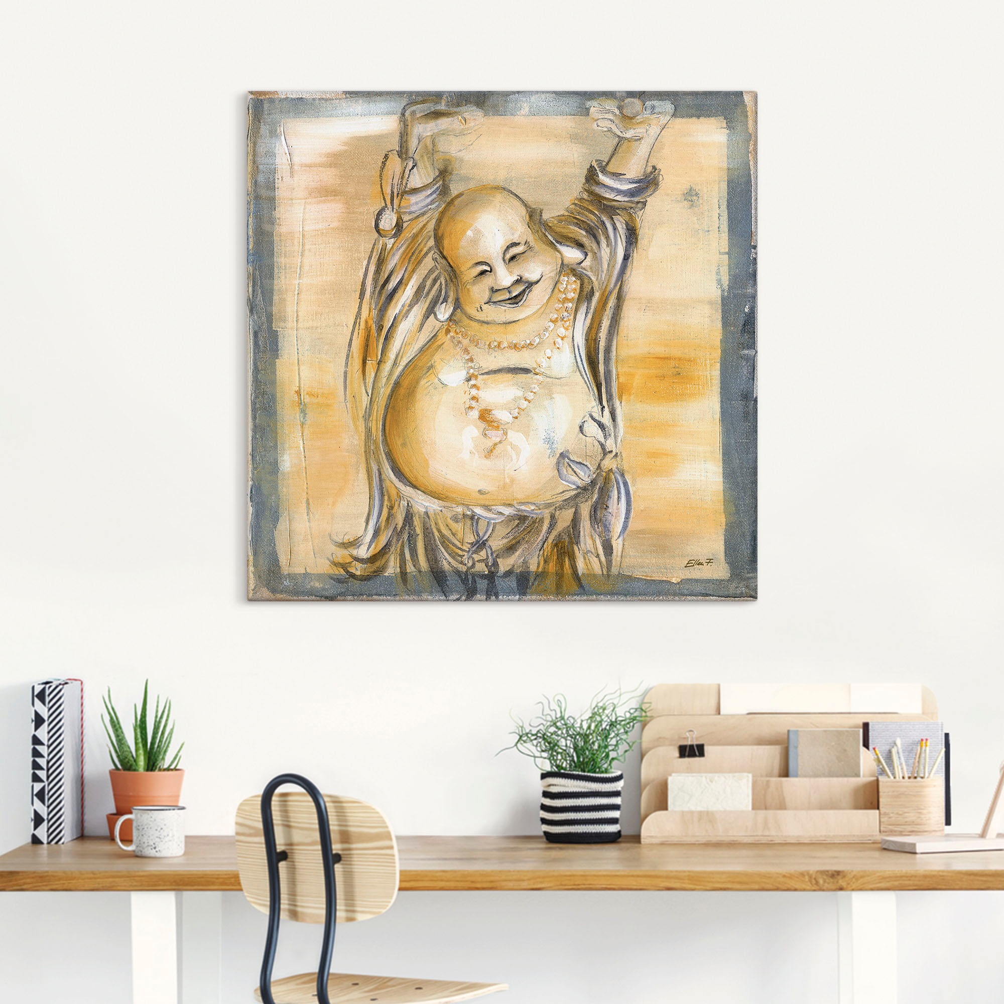 Artland Wandbild "Fröhlicher Buddha II" Religion 1 Stk. tlg. als Leinwandbi günstig online kaufen