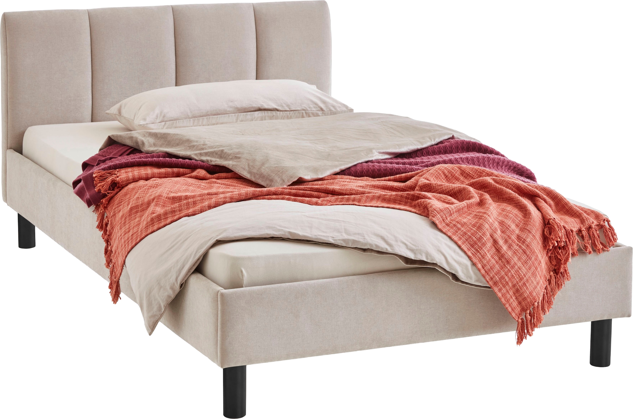 meise.möbel Polsterbett »Joker, in verschiedenen Breiten und Farben erhältlich« wahlweise mit schwarzem oder eichefarbigem Holzfuß