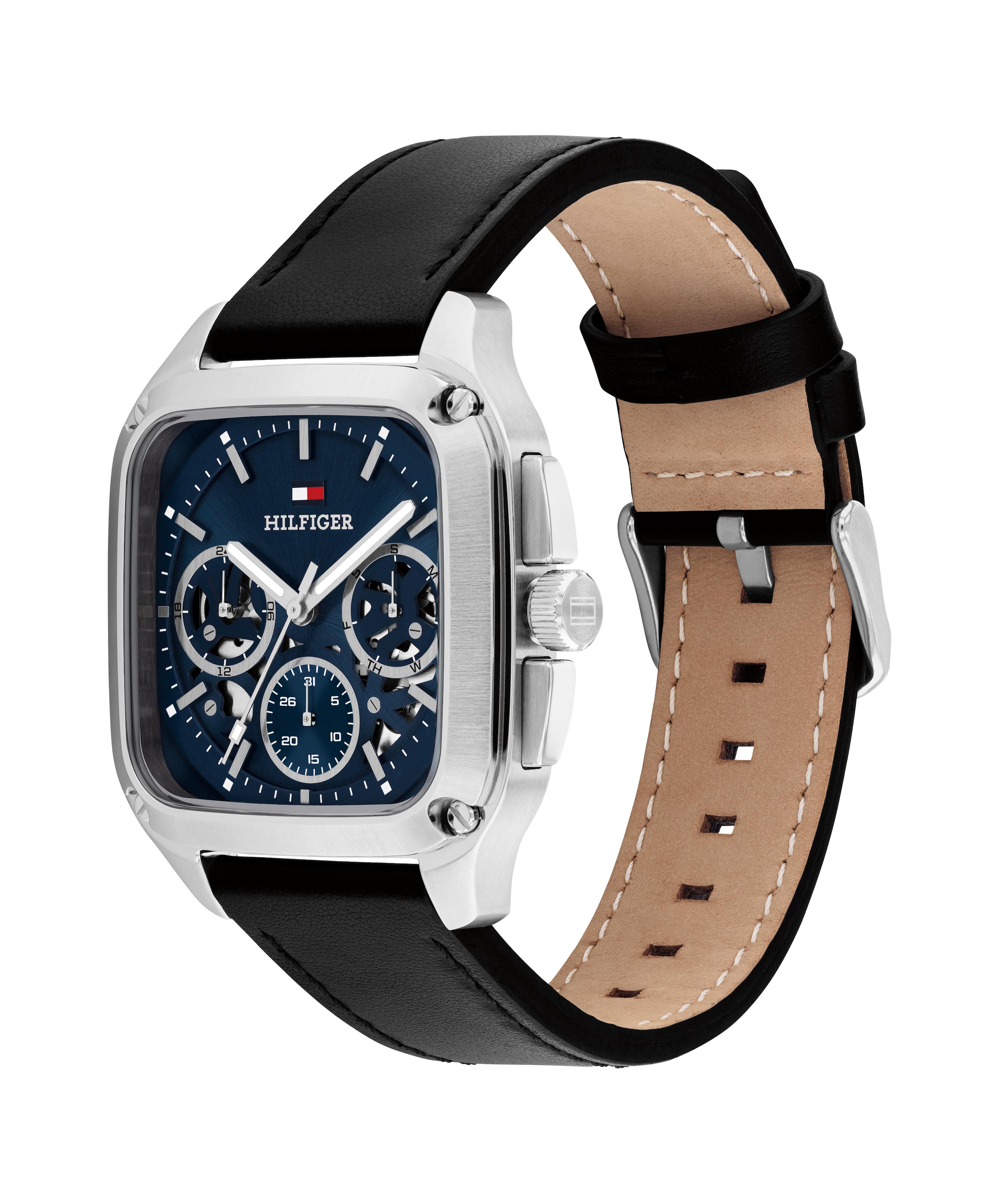 Tommy Hilfiger Multifunktionsuhr »Herald Skeleton« Quarzuhr, Armbanduhr, Herrenuhr, Lederarmband, analog