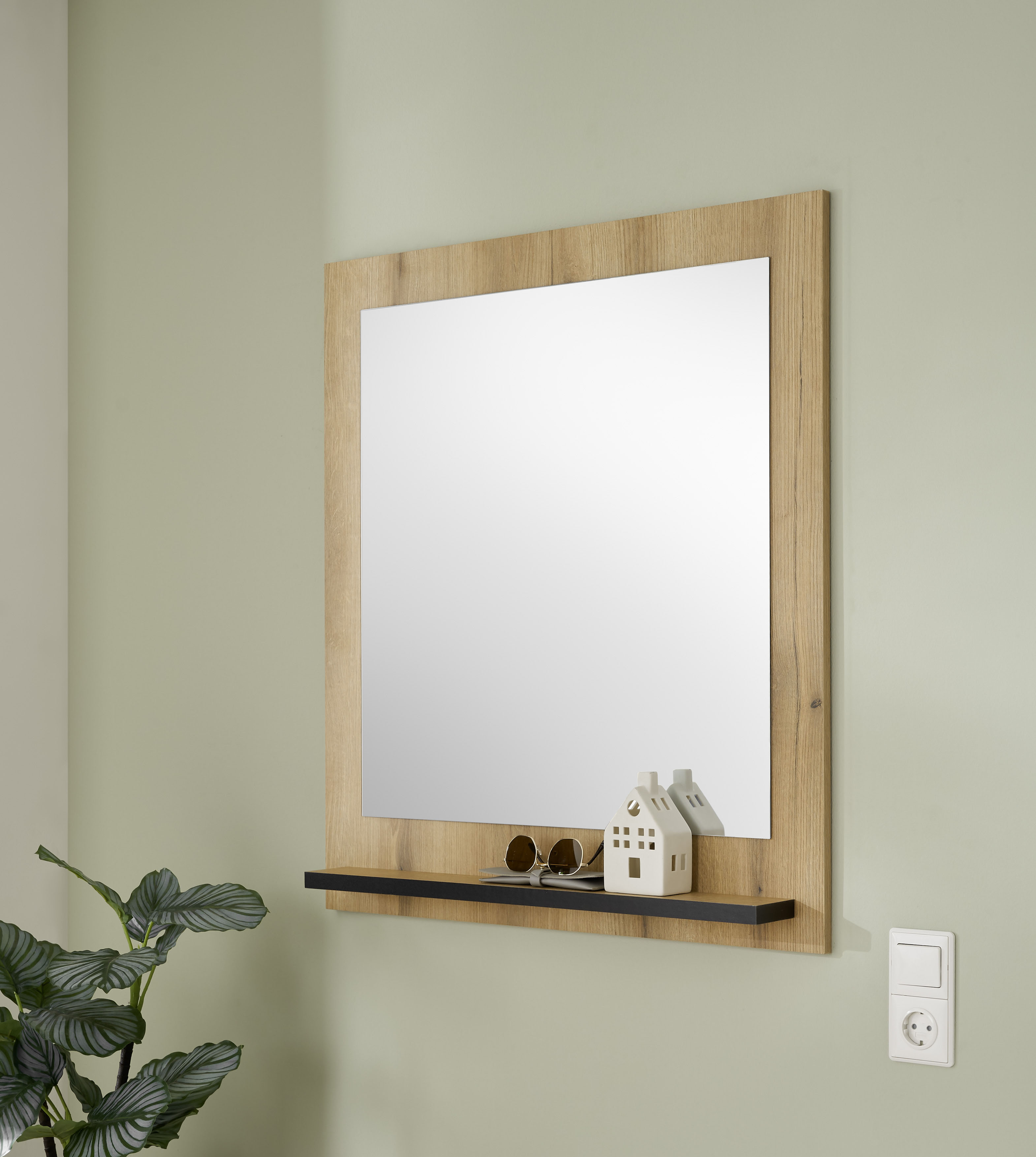 Home affaire Garderobenspiegel "Cantara, Spiegel in zwei Farben, modernes, zeitloses Design" universell einsetzbar, mit Ablagefläche, eckig, 79 cm breit