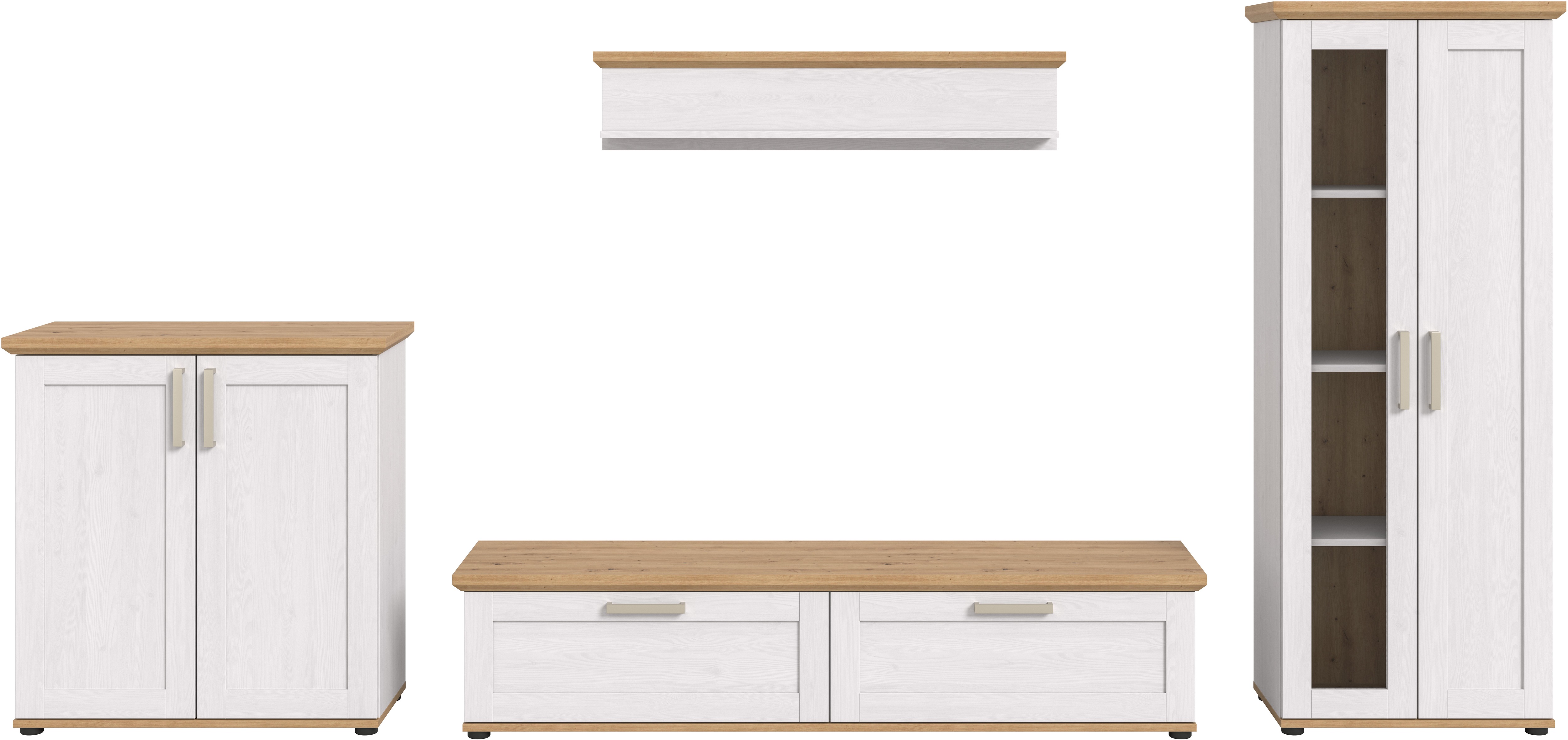 Thumbnail - Home affaire Wohnwand "Cosenza", (Set, 4 St.), Cosenza, Breite: 336 cm, Vitrine, Highboard, Lowboard, Wandboard