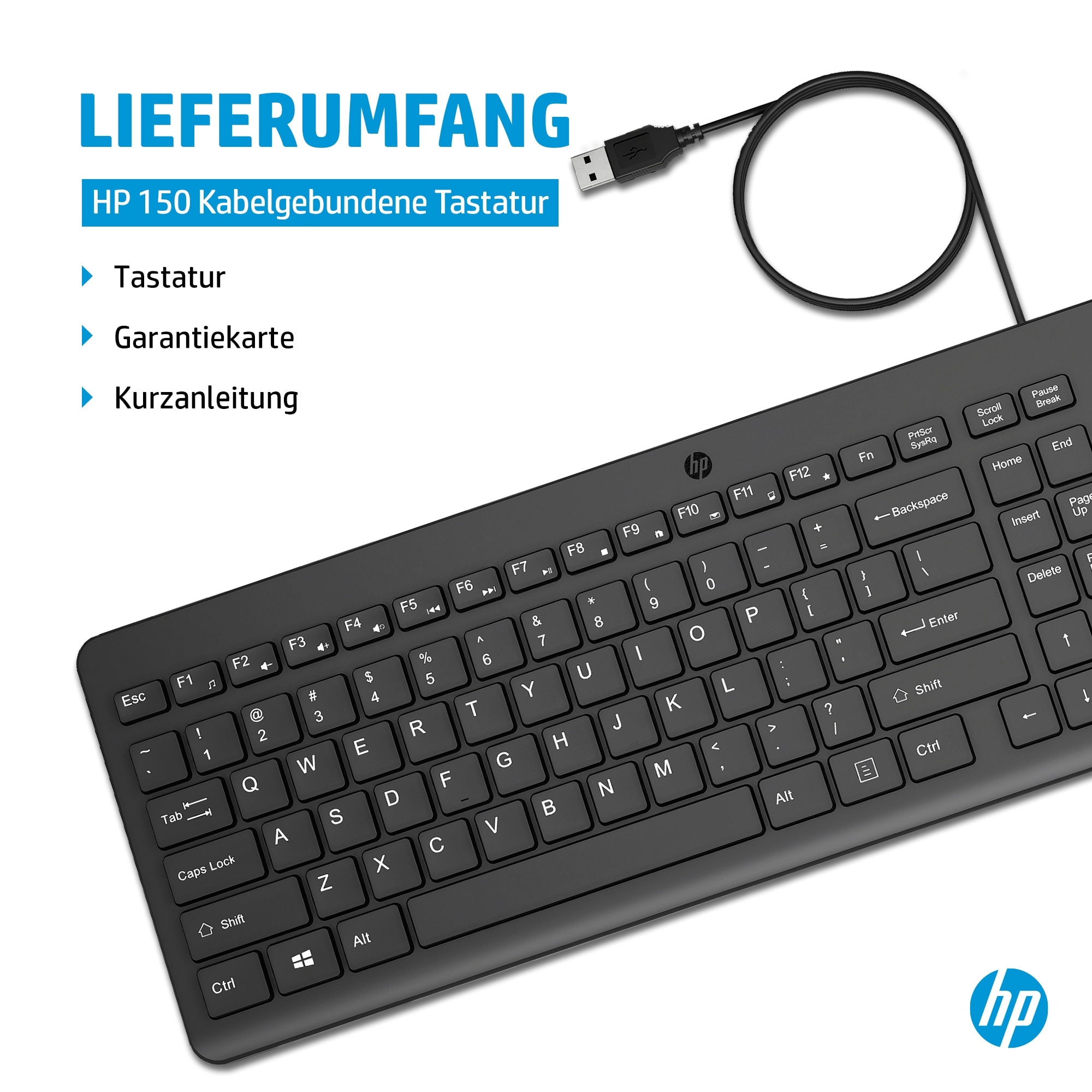 HP PC-Tastatur »150« (Fn-Tasten | Multimedia-Tasten | Ziffernblock)