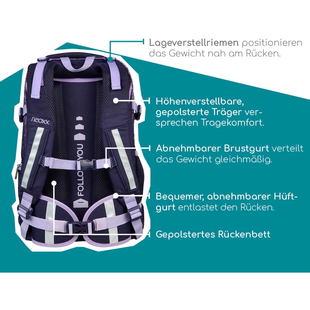 neoxx Schulrucksack »Active, Glitterally perfect«, reflektierende Details