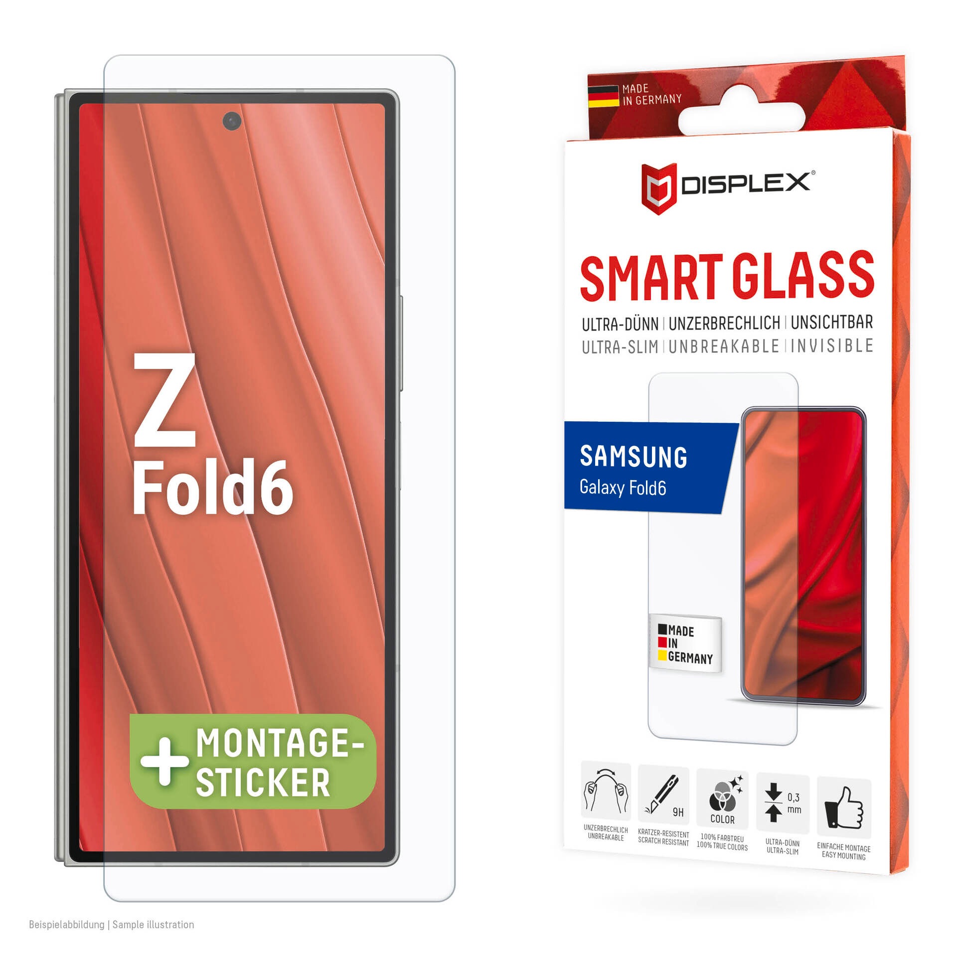Displex Displayschutzglas »Smart Glass«, Displayschutzfolie, Schutzfolie, Bildschirmschutz, kratz- & stoßfest