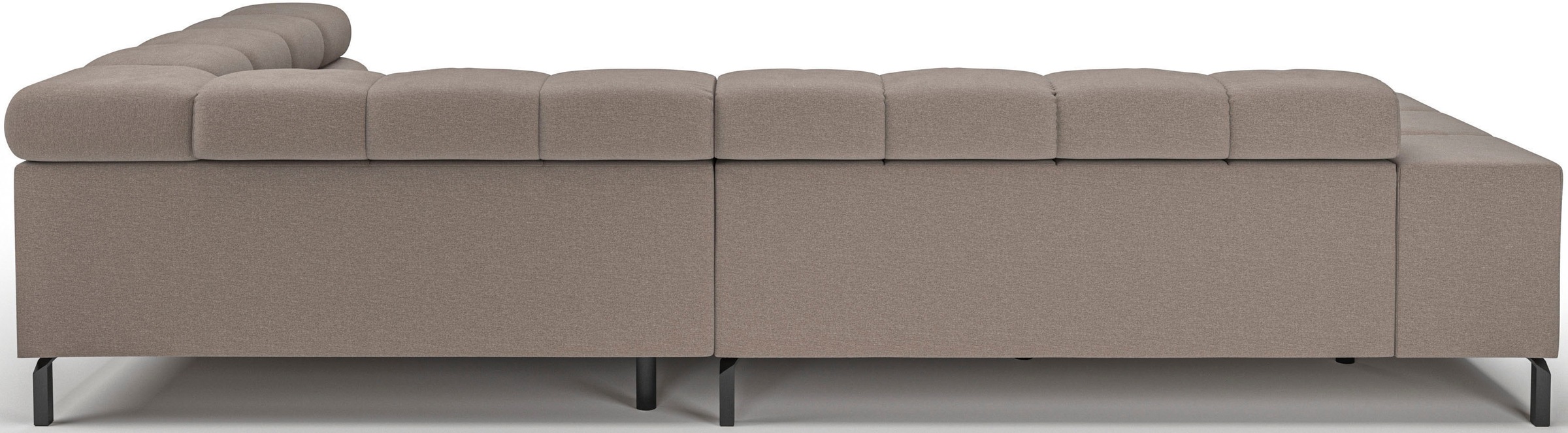 INOSIGN Ecksofa »Ancona New, wahlweise motorische Sitztiefenverstellung, auch in Cord«, feine Steppung, mit Kopfteilverstellung, 3 Zierkissen, L-Form