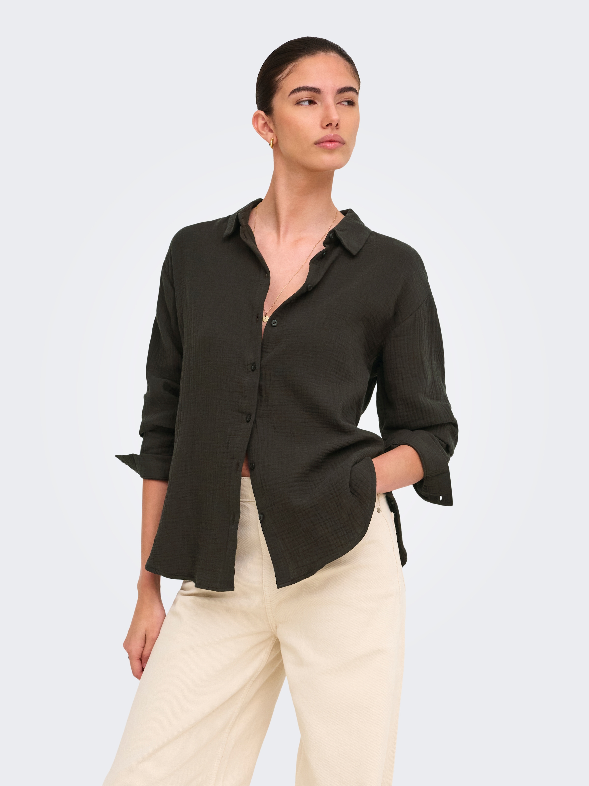JDY Hemdbluse "JDYTHEIS LIFE L/S LOOSE SHIRT WVN NOOS" Baumwolle, regular fit