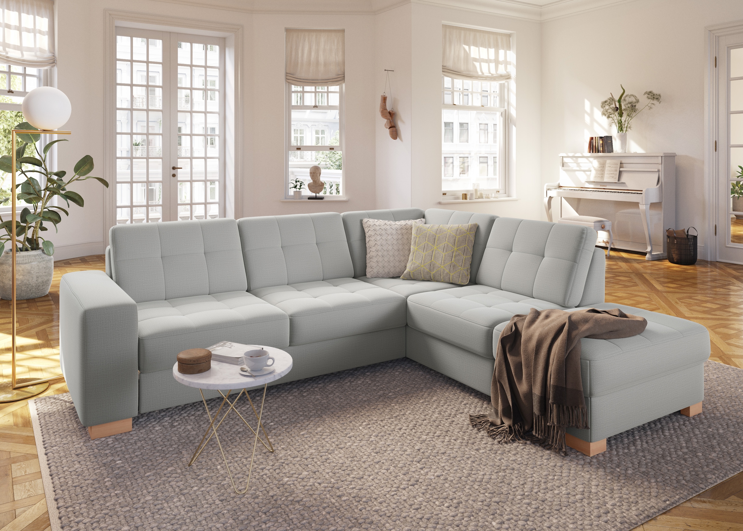 sit&more Ecksofa »Quincy L-Form«, wahlweise mit Bettfunktion und Bettkasten