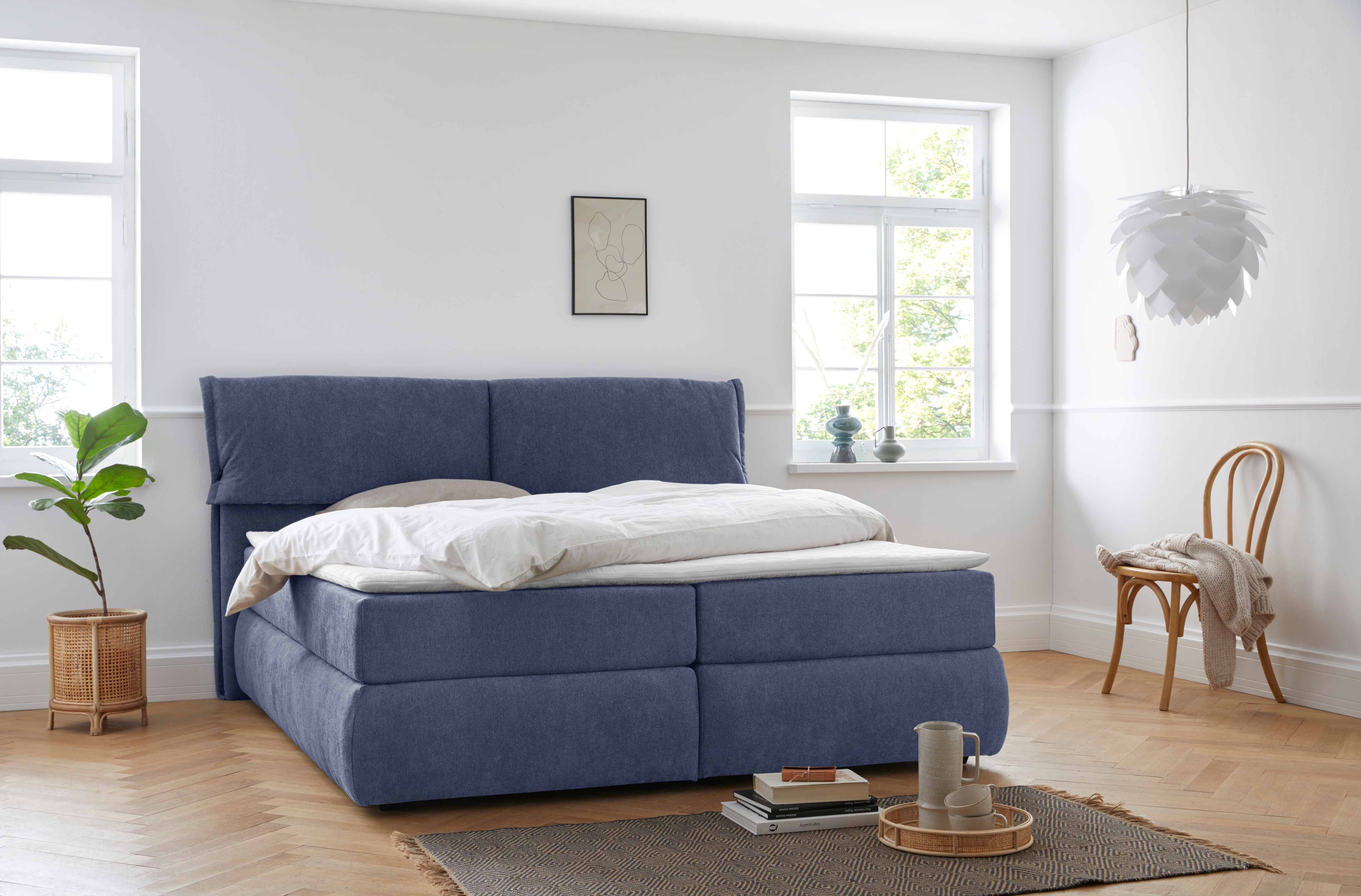 OTTO home Boxspringbett "Jenson" in 4 Farben, 4 Breiten, 3 Matratzenarten in 2 Härtegraden, Topper