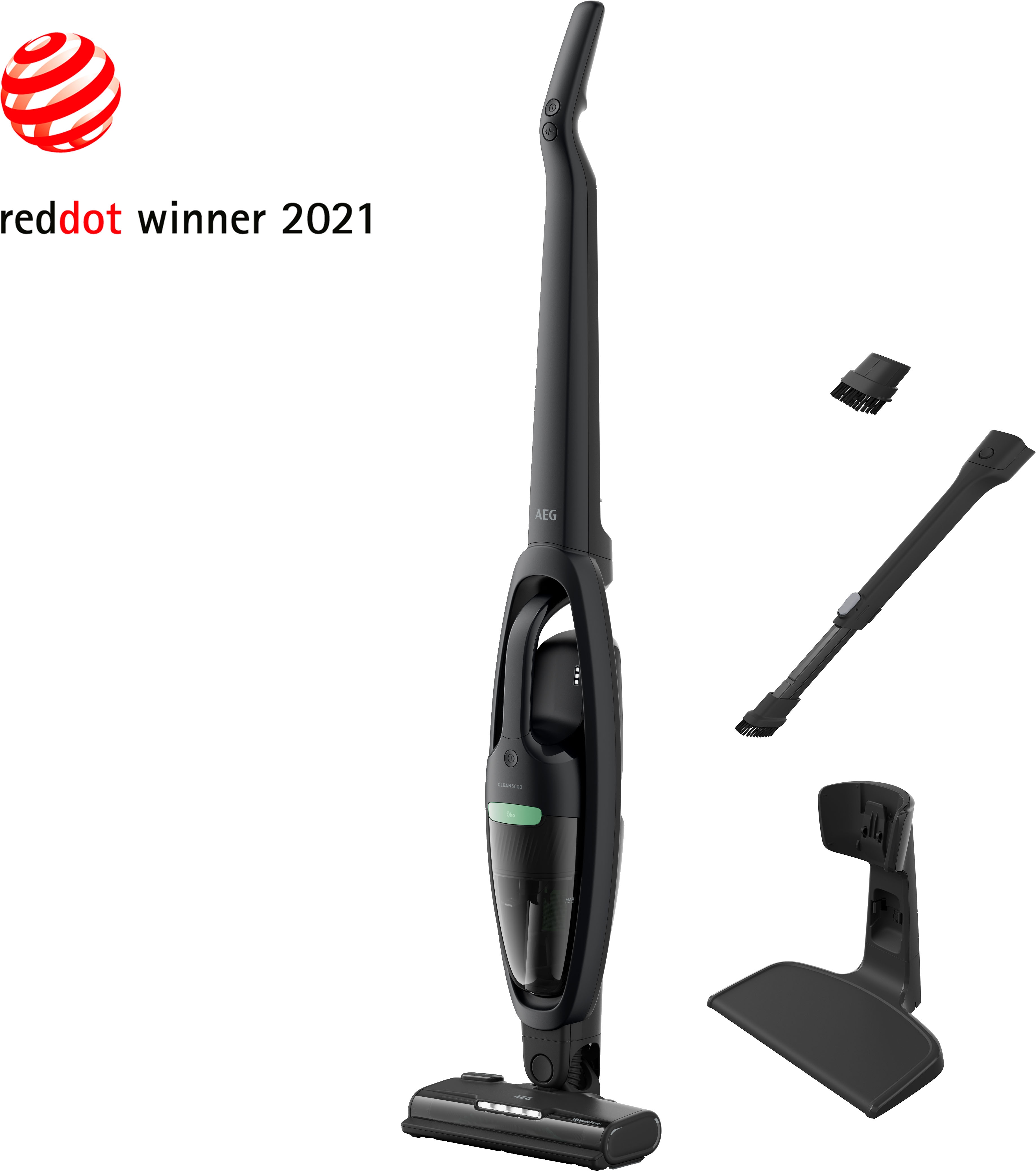 AEG Akku-Hand-und Stielstaubsauger "CLEAN 5000 ÖKO (AS52B21OKO)" 2in1, leise 79 dB(A), 74 % Recyclingmaterial, bis zu 50 Min. Laufzeit