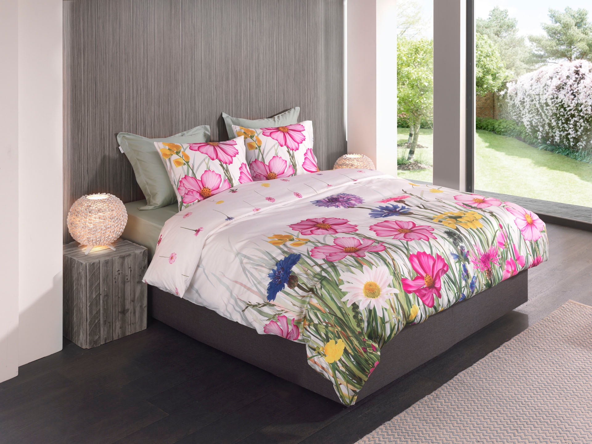 Heckett & Lane Wendebettwäsche »Campo«, Blumen Design, hochwertiges Mako-Satin, Bettwäsche ab 135x200 cm.
