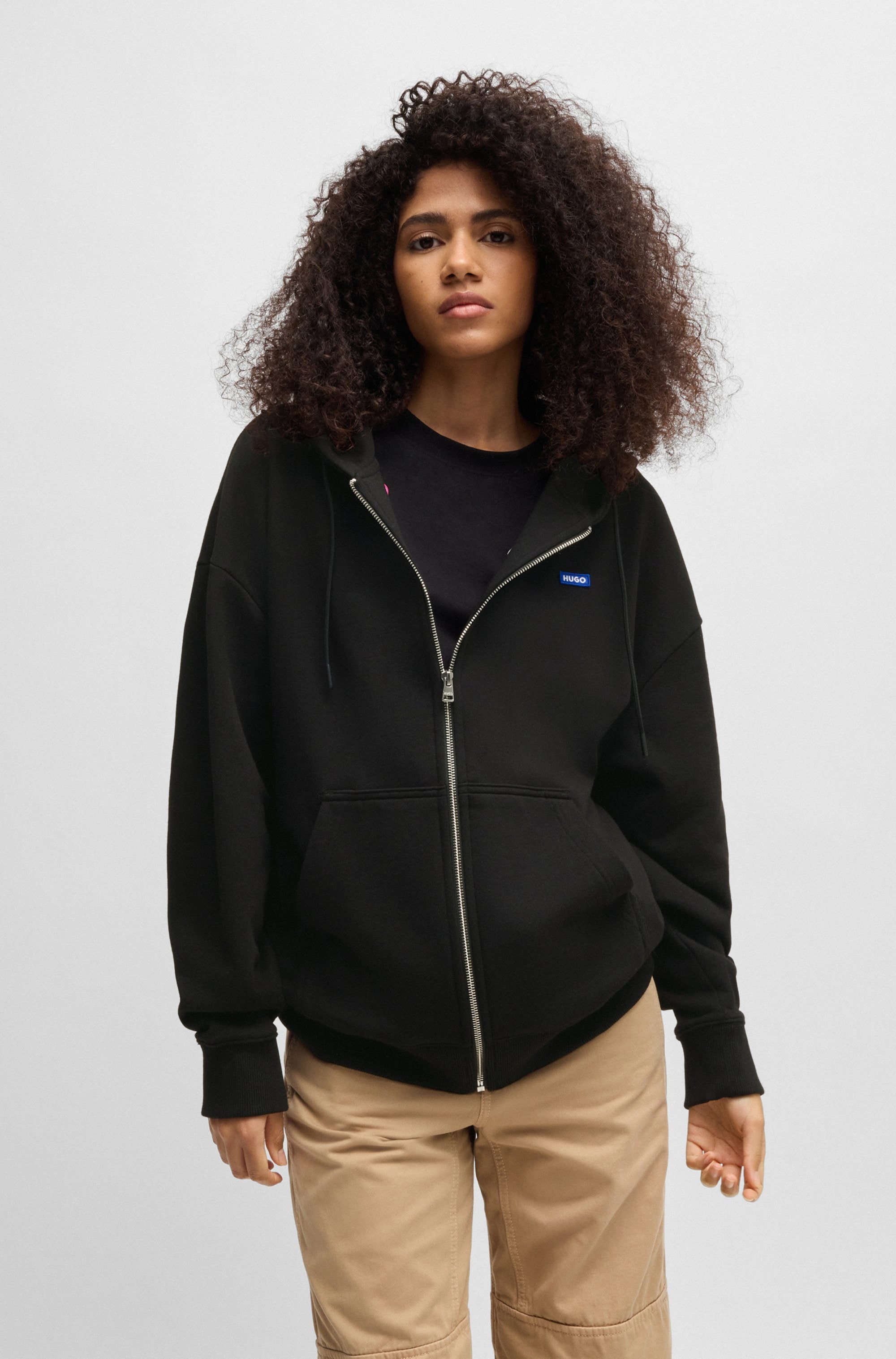 HUGO Blue Sweatjacke "Doa", mit Kapuze, Logo-Badge günstig online kaufen