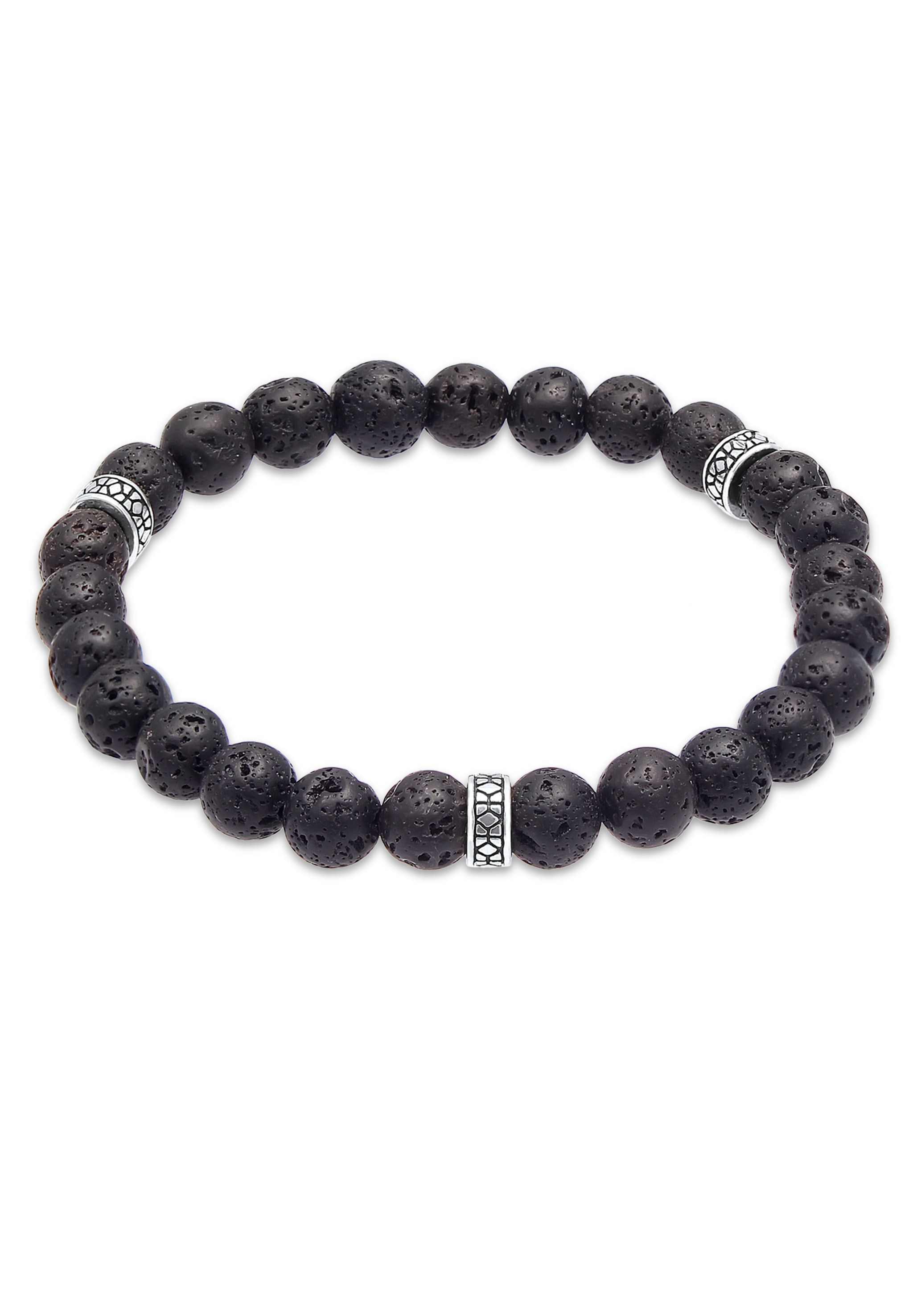 "Armkette KUZZOI ""Armband Herren Lava Schwarz Vintage 925 Silber Oxidiert"" Gr. 210, schwarz, Armbänder, Herren, 210, Silber 925 (Sterlingsilber)