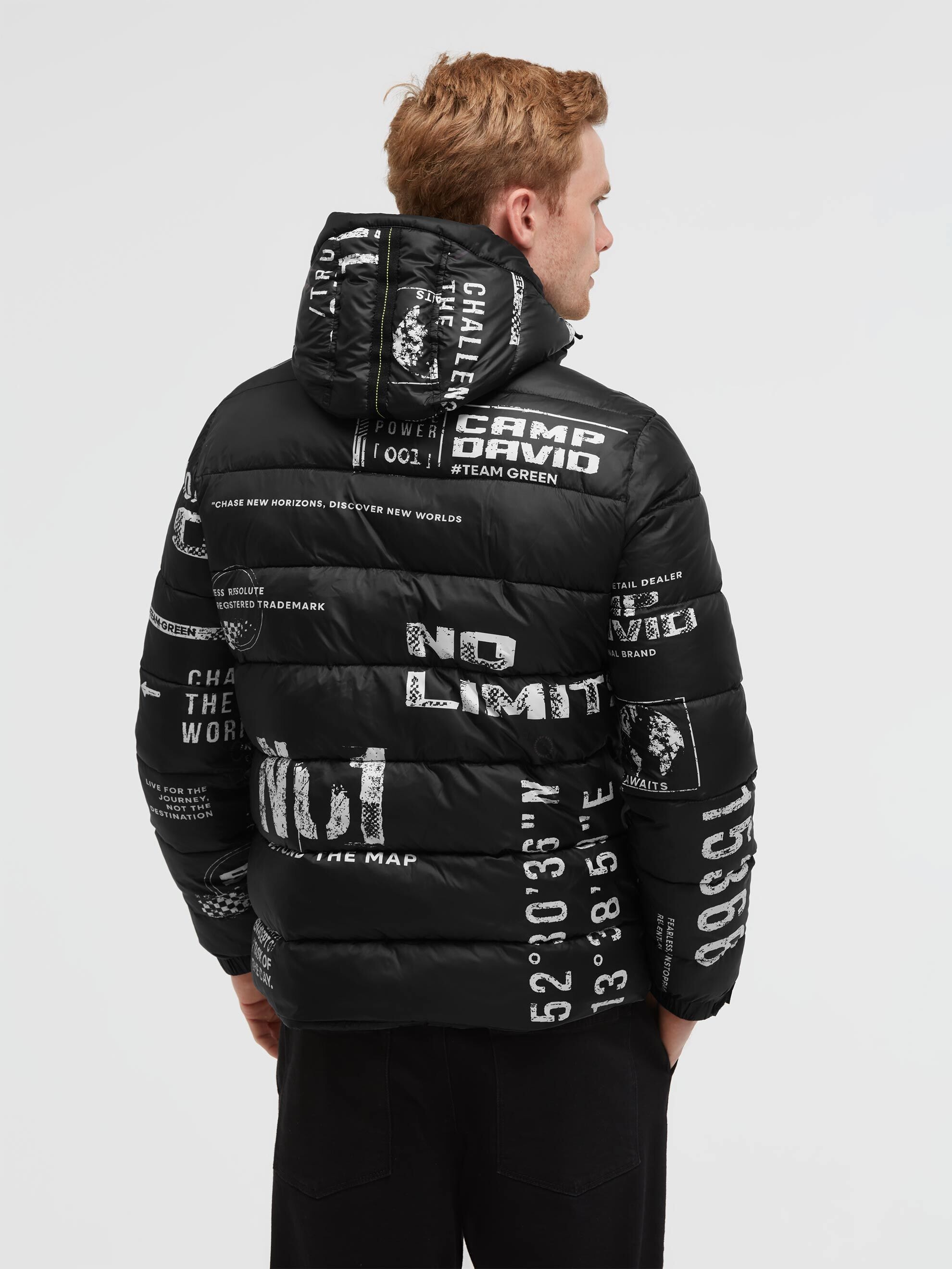 CAMP DAVID Winterjacke mit Kapuze mit elastischem Saumabschluss