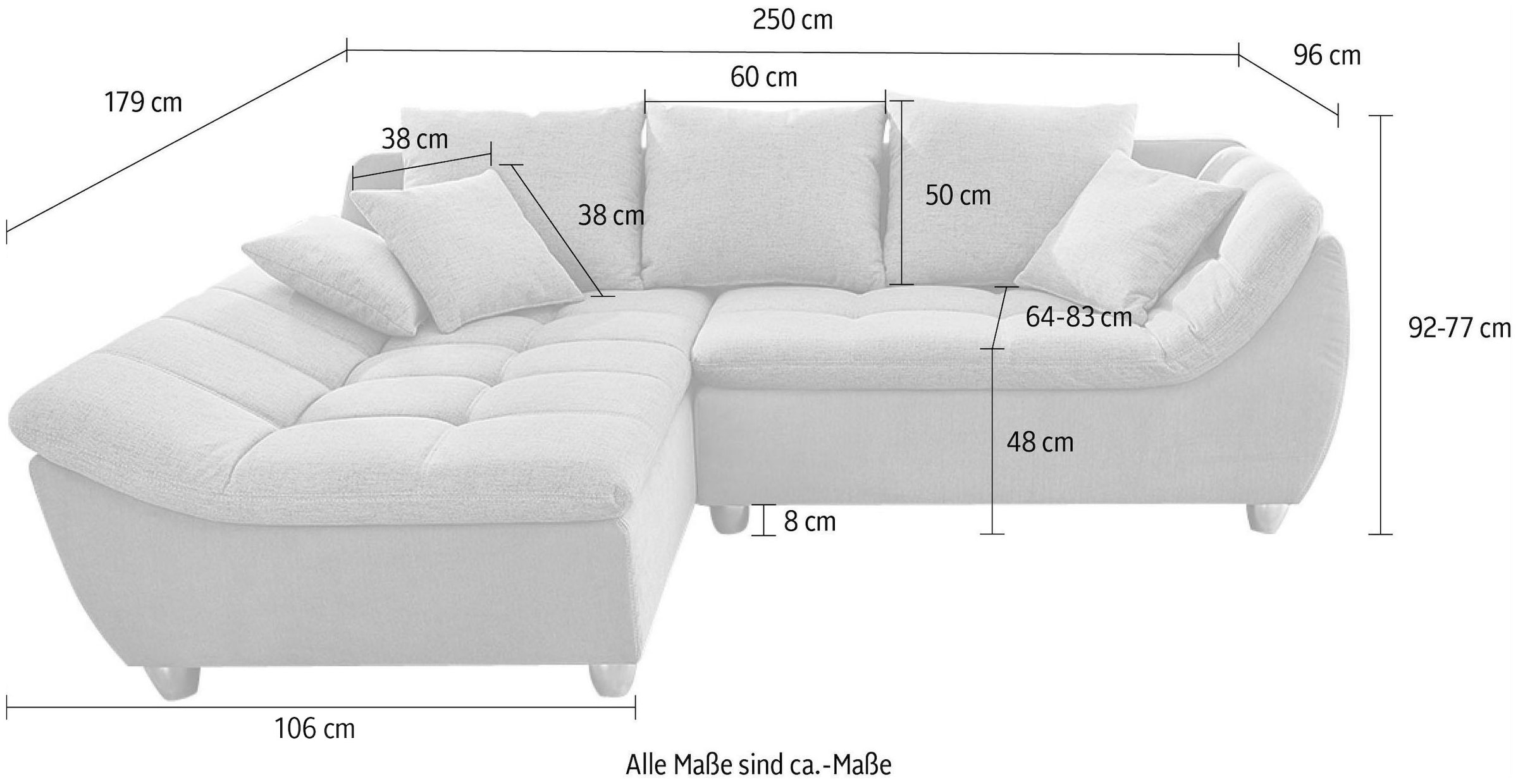 Jockenhöfer Gruppe Ecksofa »Genua«, Ottomane links oder rechts montierbar, 3  lose Rücken- und 2 Zierkissen bestellen | BAUR | Ecksofas