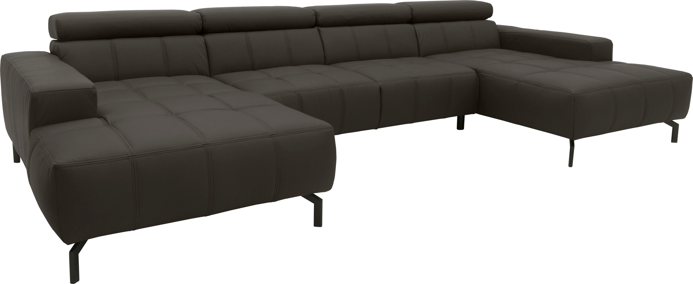 DOMO collection Wohnlandschaft »Cunelli tolle Sitznähte als Designelement, fester Sitzkomfort, U-Form«, wahlweise mit Kopfteilverstellung, bodenfrei