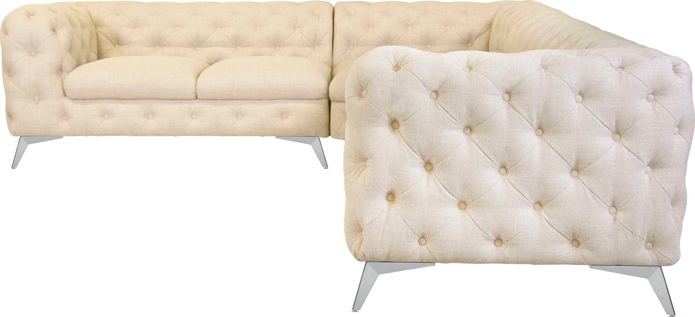 Leonique Chesterfield-Sofa "Ecksofa GLYNIS L-Form mit Wellenunterfederung, günstig online kaufen