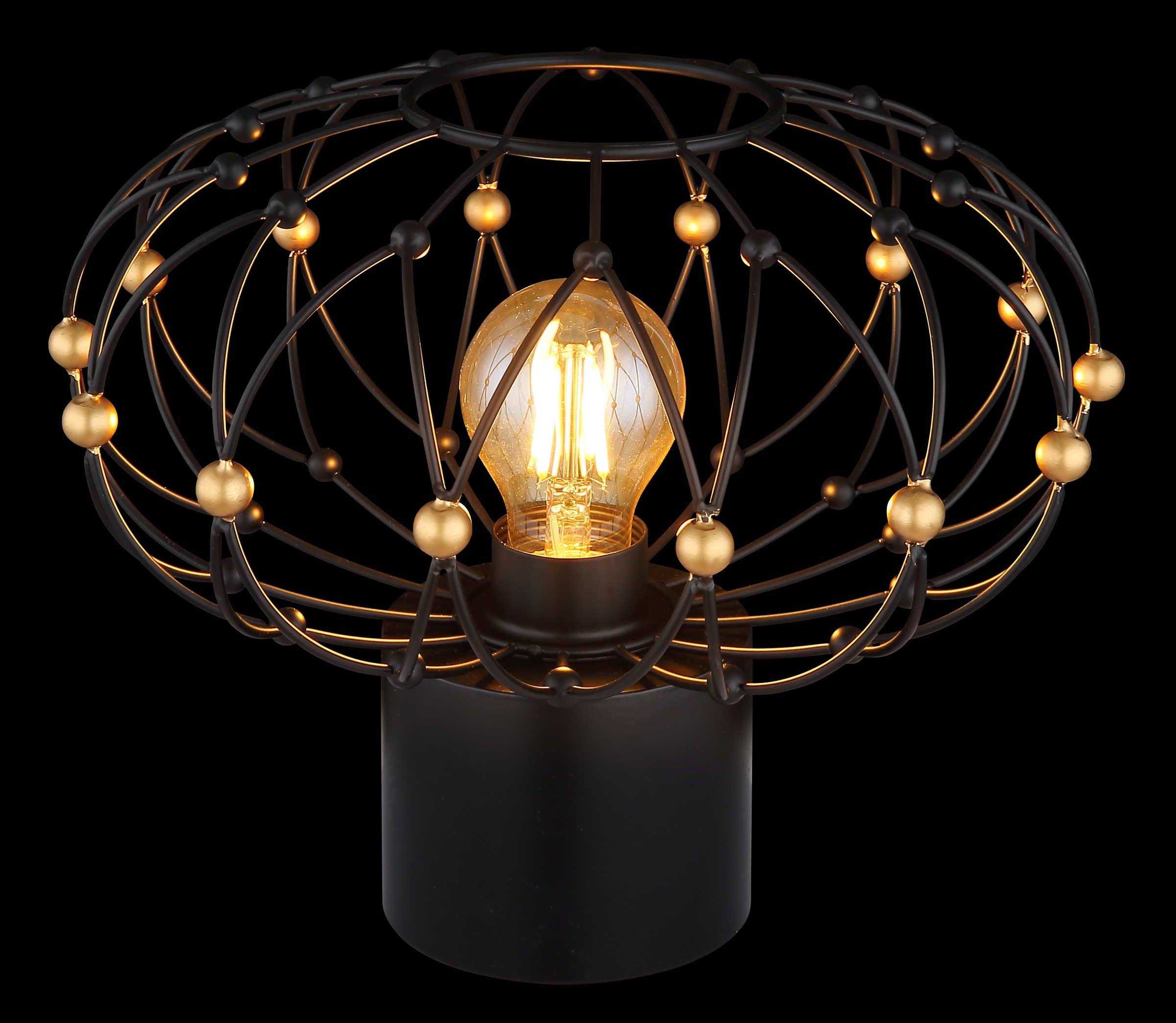 GLOBO LIGHTING Tischleuchte »GREYS« E27 1 Stk. Tischleuchte Schwarz/Gold, Metallgeflecht, Wippschalter, E27