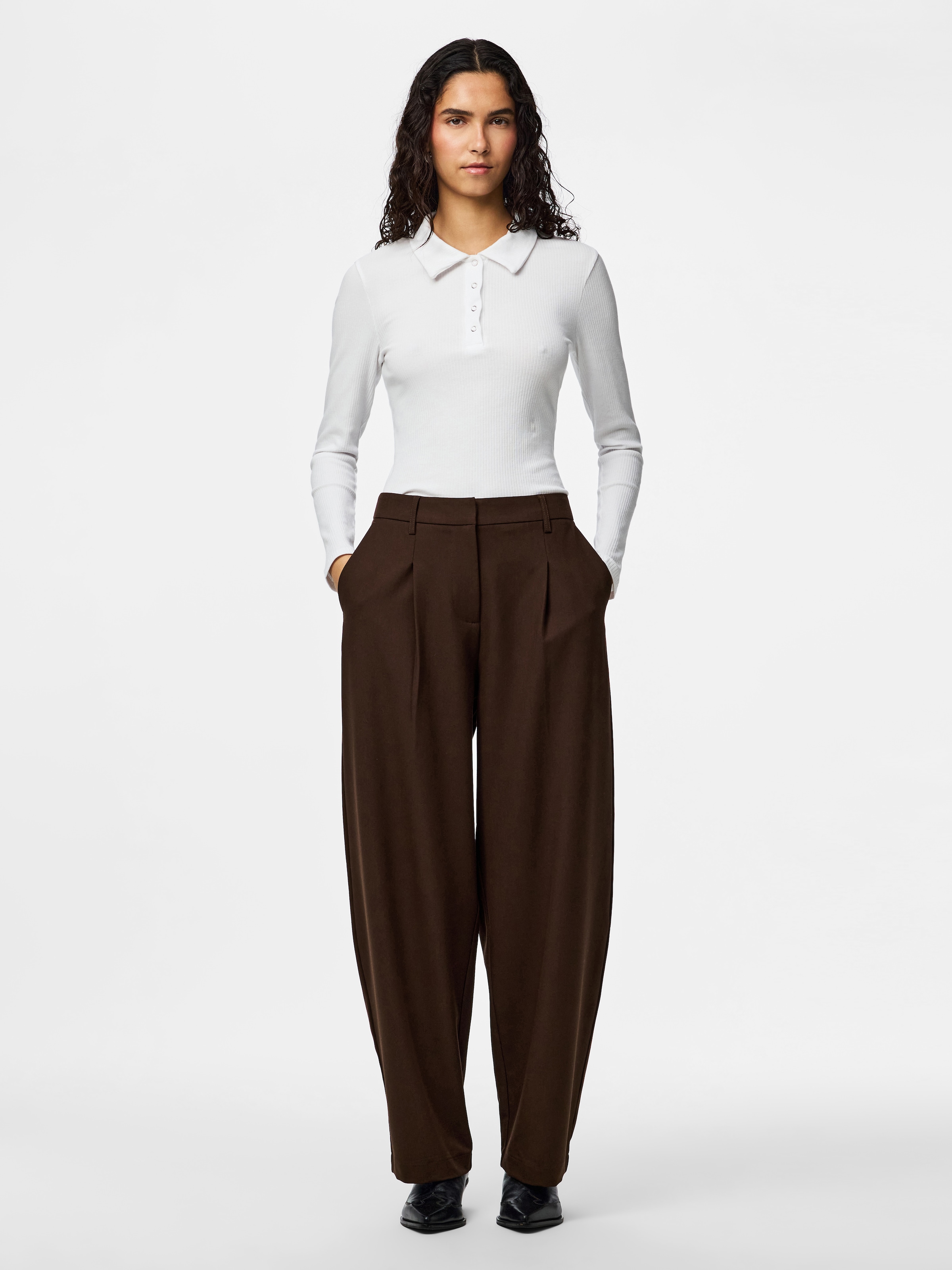 pieces Anzughose »PCBOSELLA MW BARREL PANTS NOOS BC«  Materialmix, barrel fit