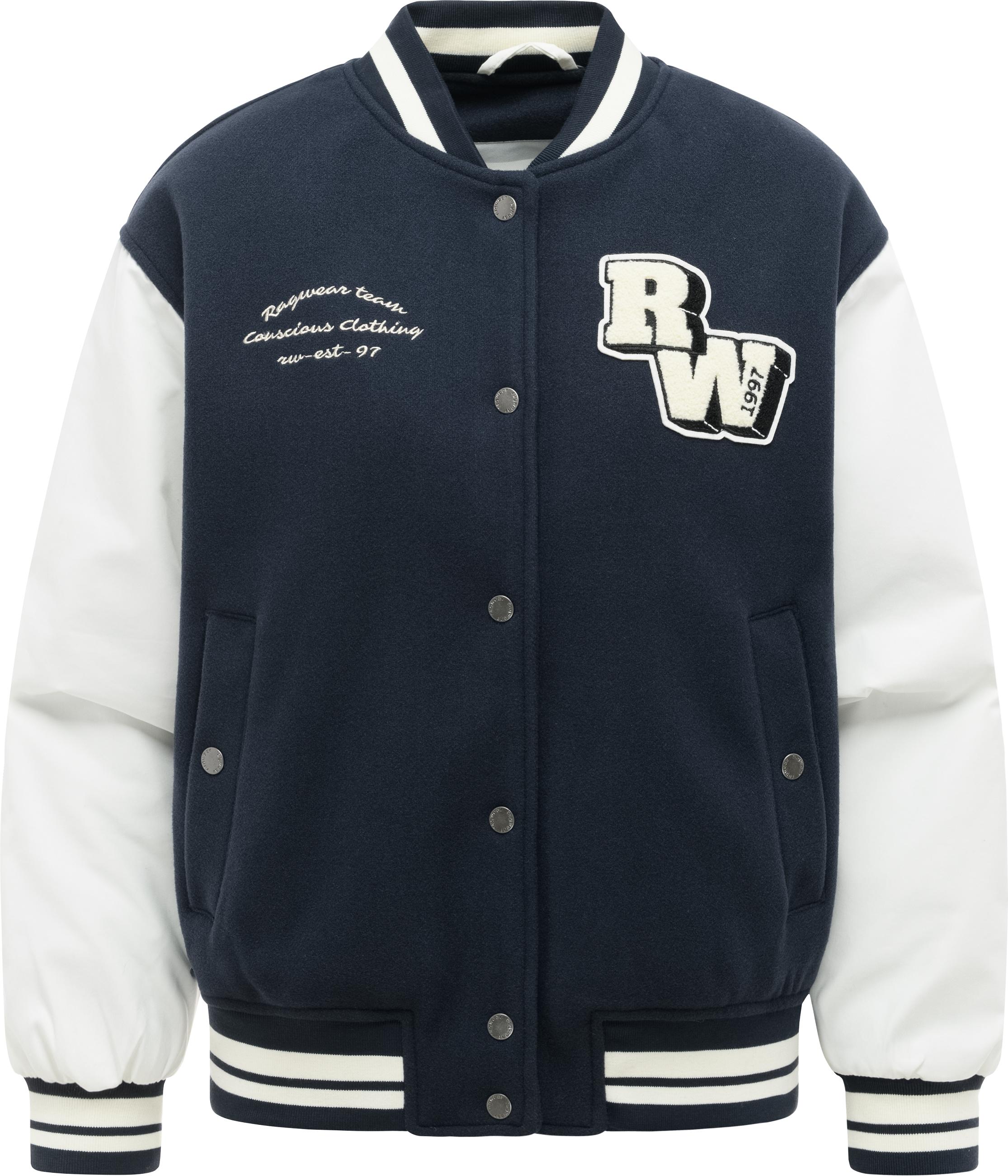 Ragwear Collegejacke "Clubie Y" ohne Kapuze modische Damen Bomberjacke mit Rippstrick-Details