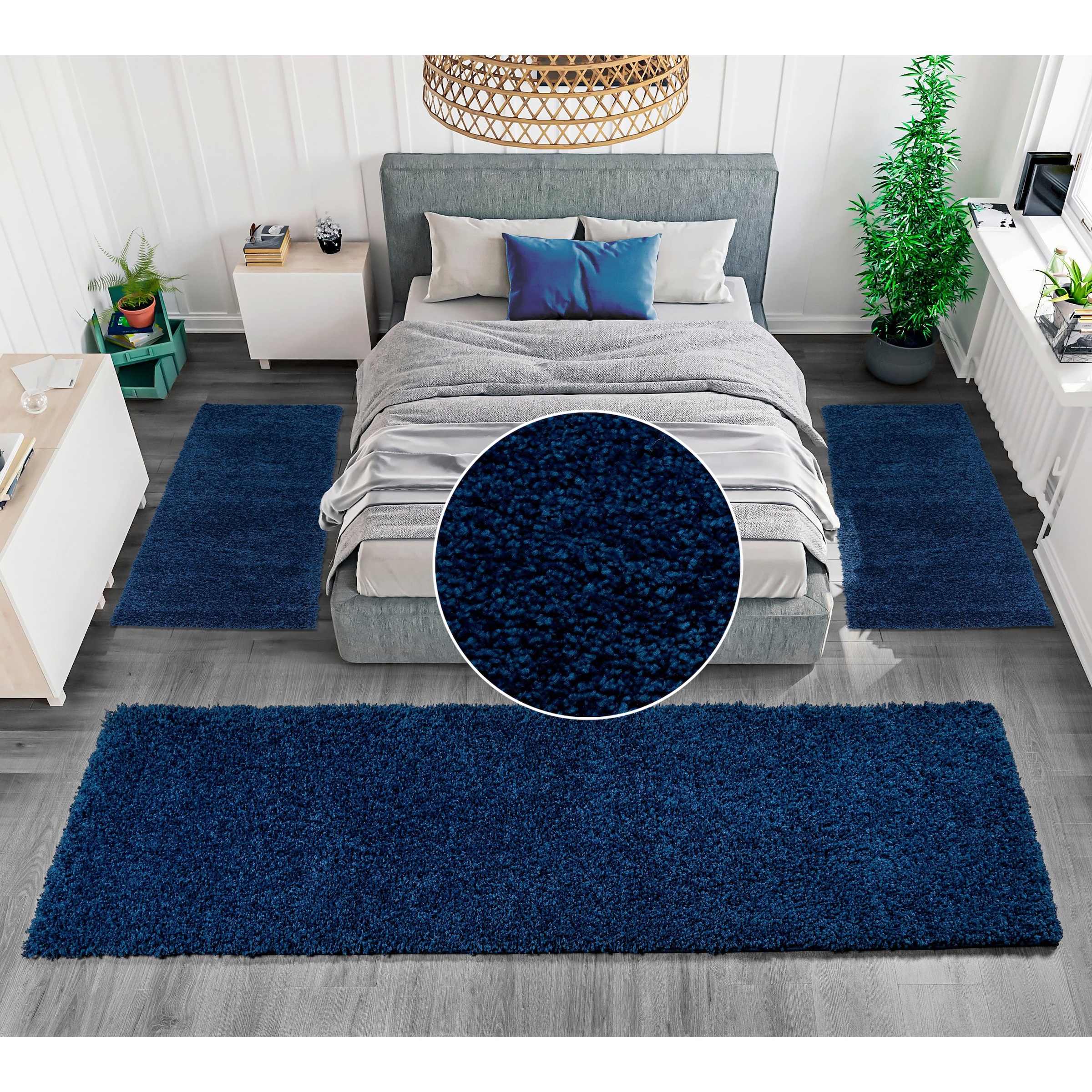 Bruno Banani Bettumrandung »Shaggy Soft« Höhe 30 mm 3 Stk. tlg. gewebt, Uni-Farben, besonders weich, Bettvorleger, Läufer-Set