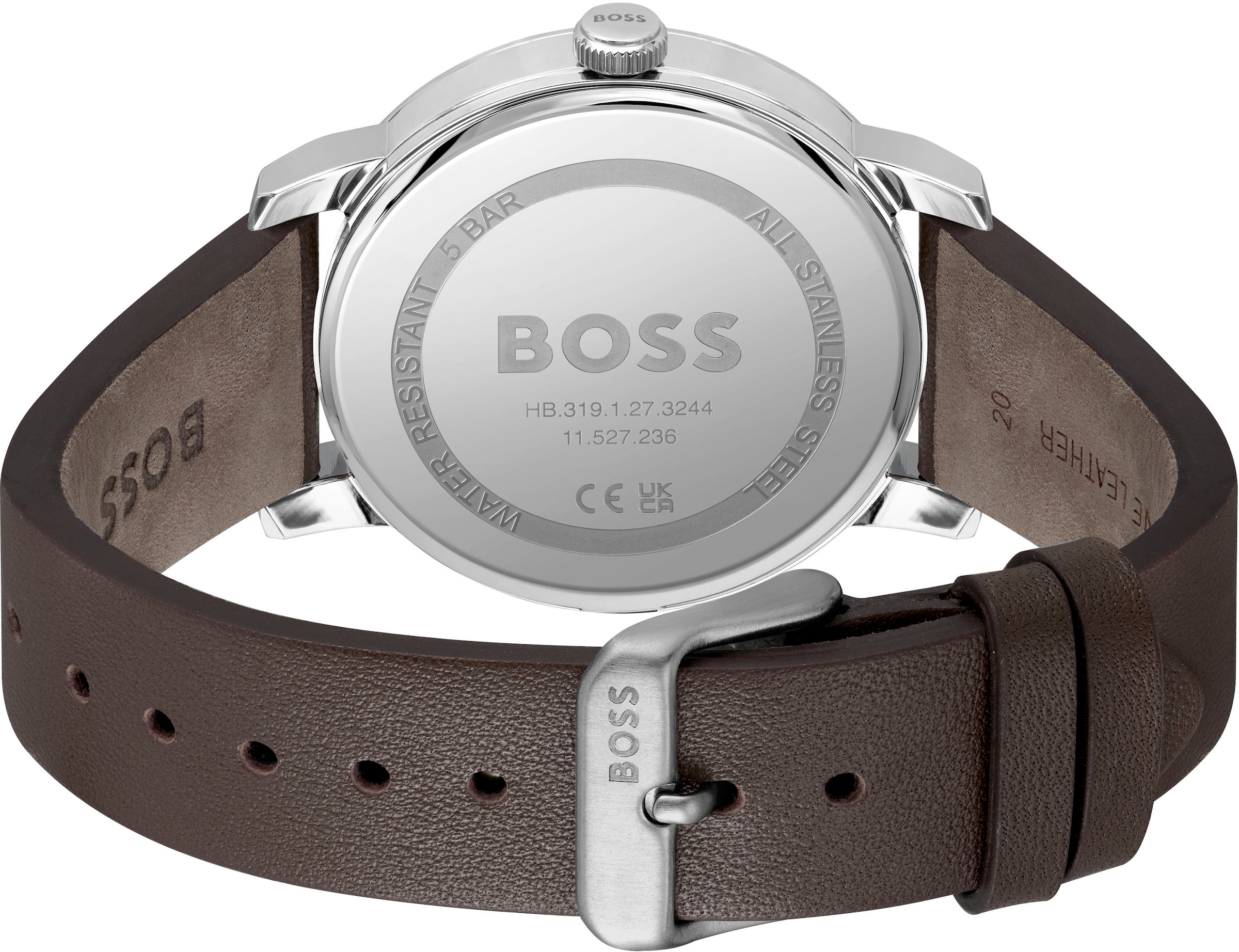 BOSS Quarzuhr »DEAN«, Herrenuhr, Damenuhr, Armbanduhr, Datum, Lederarmband