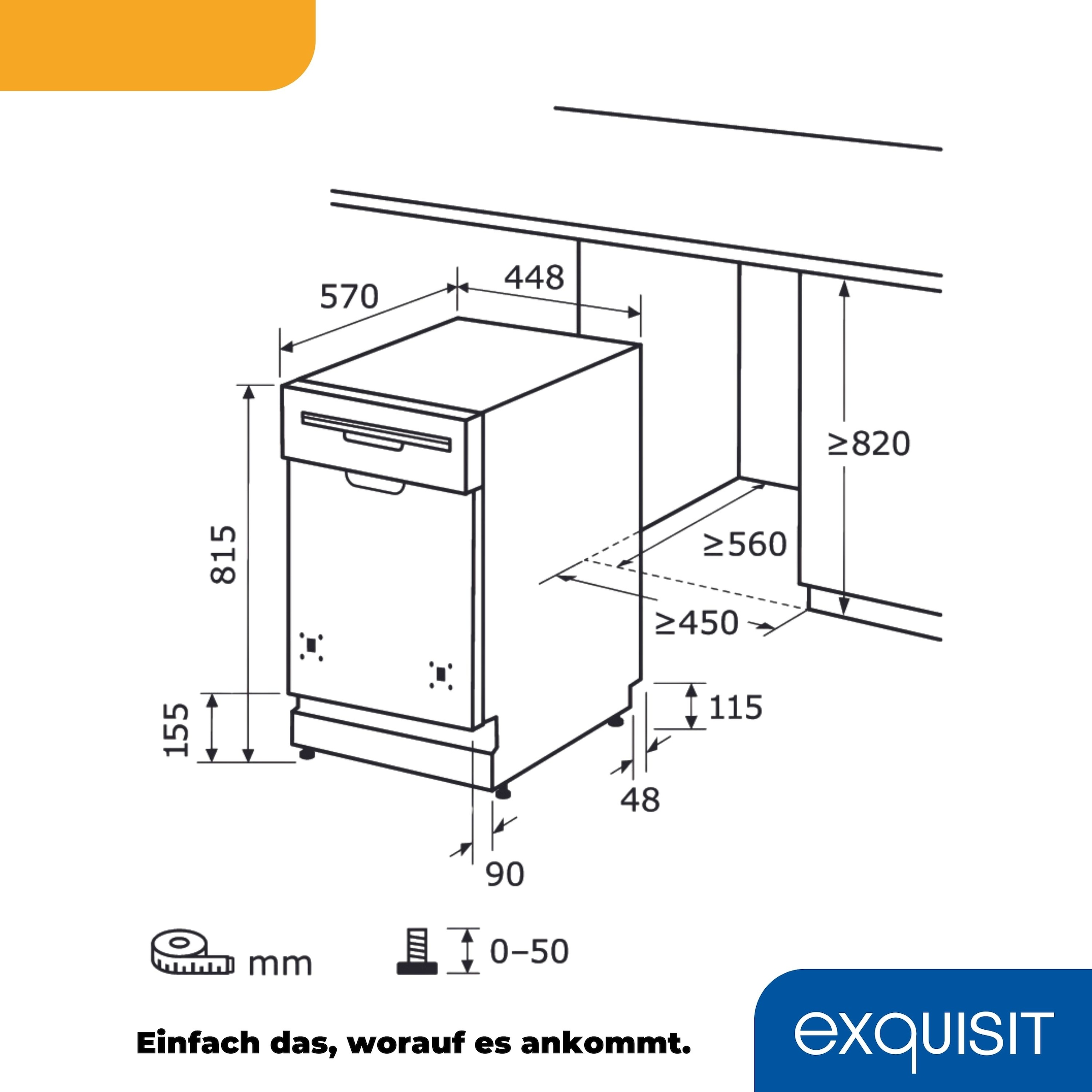 exquisit teilintegrierbarer Geschirrspüler »EGSP2109-EB-030E«, 9 Maßgedecke