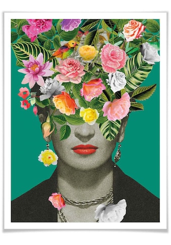 Poster »Frida Floral Blumenstrauß«, Schriftzug, (1 St.), Poster ohne Bilderrahmen