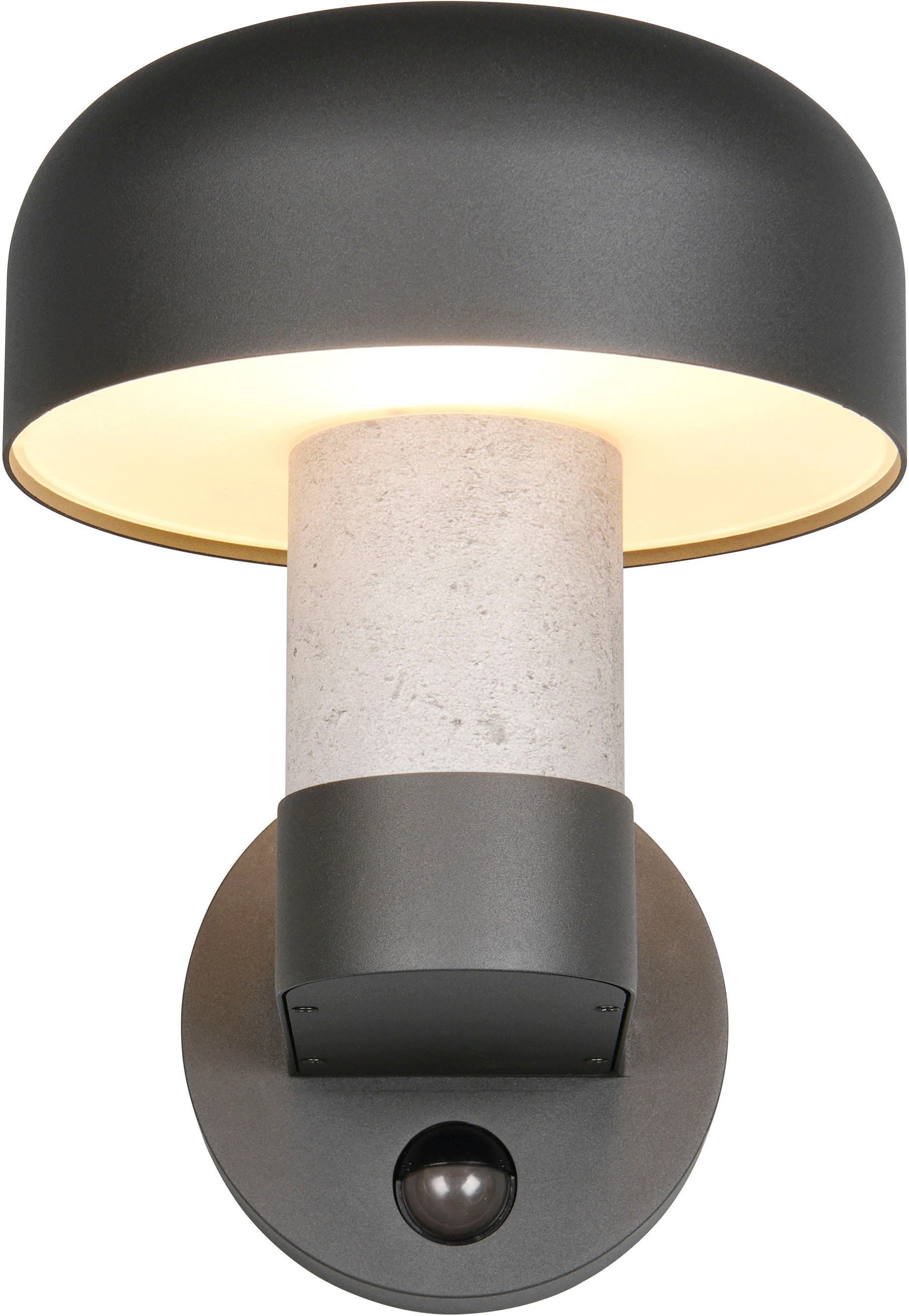 TRIO Leuchten Außen-Wandleuchte »FRASER, Fassadenbeleuchtung Laterne Pilzform, exkl 1x E27 max 10W IP54«, 1 flammig, Leuchtmittel E27 | Leuchtmittel wechselbar, Hauswand Leuchte aus Druckguss Aluminium mit Bewegungsmelder