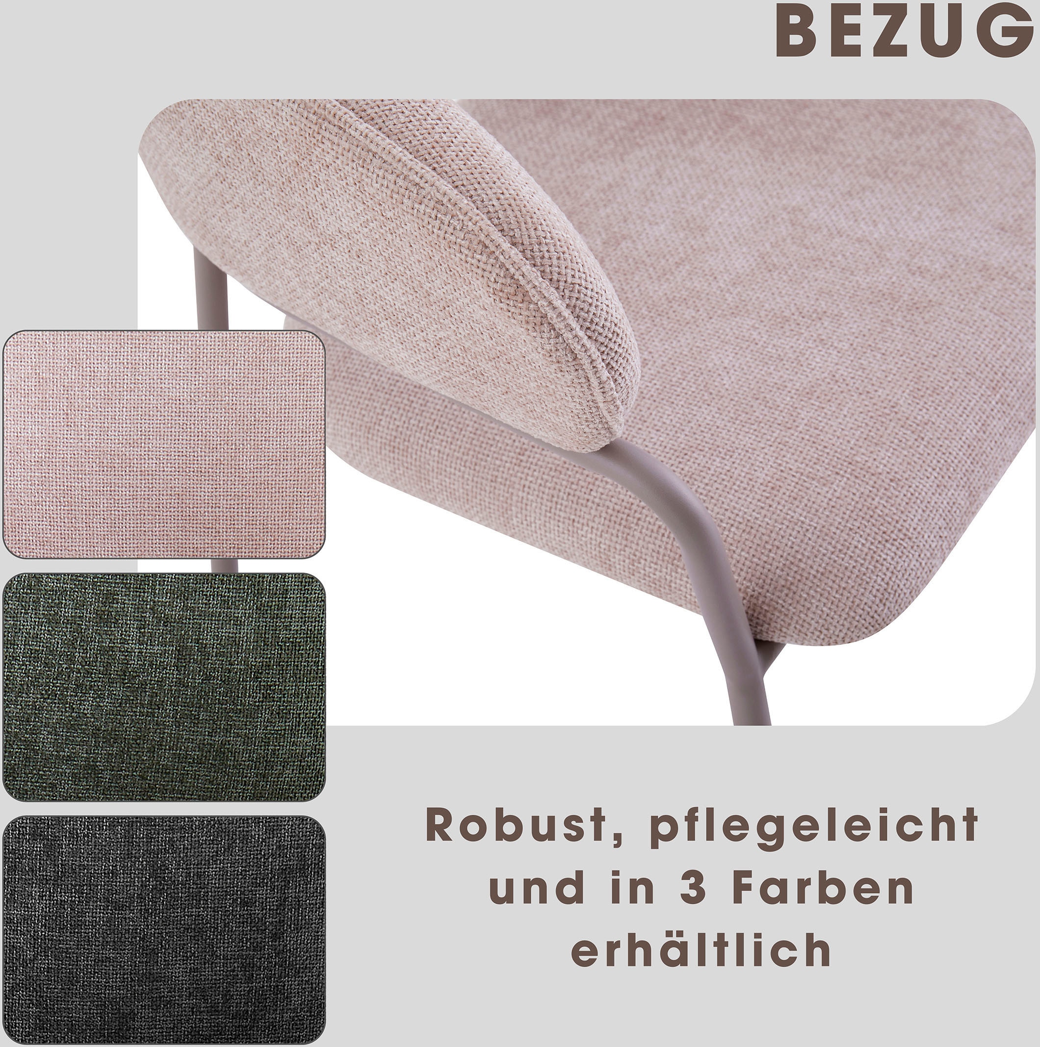 byLIVING Esszimmerstuhl »Curve« (Set) 2 Stk.moderner Stoff Stuhl mit gemütlichem Sitzkomfort, verschiedene Farben.