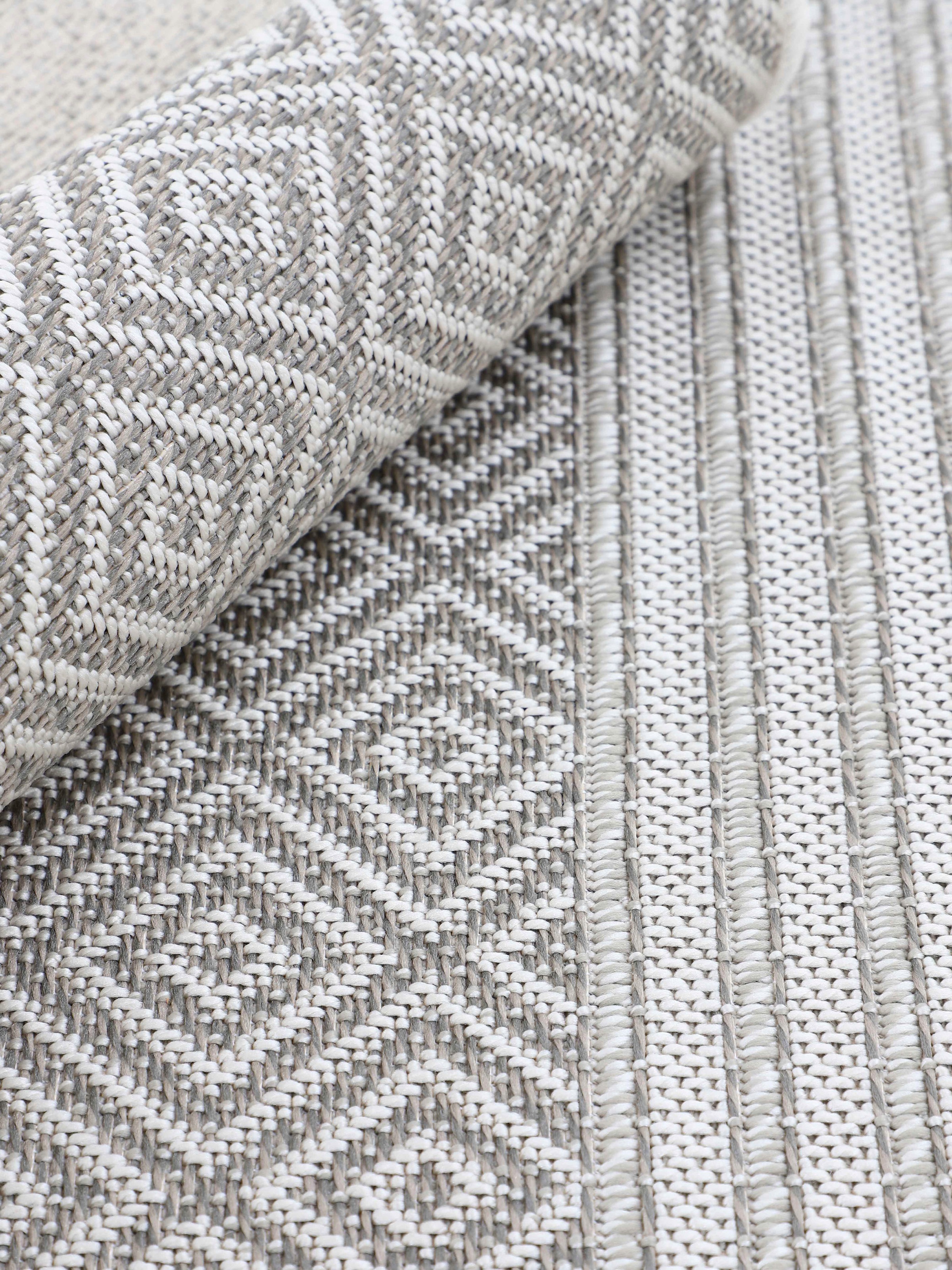 carpetfine Teppich »Boho 103«, rechteckig, 4 mm Höhe, robustes Flachgewebe, Sisal Optik, UV-beständig, Außenbereich