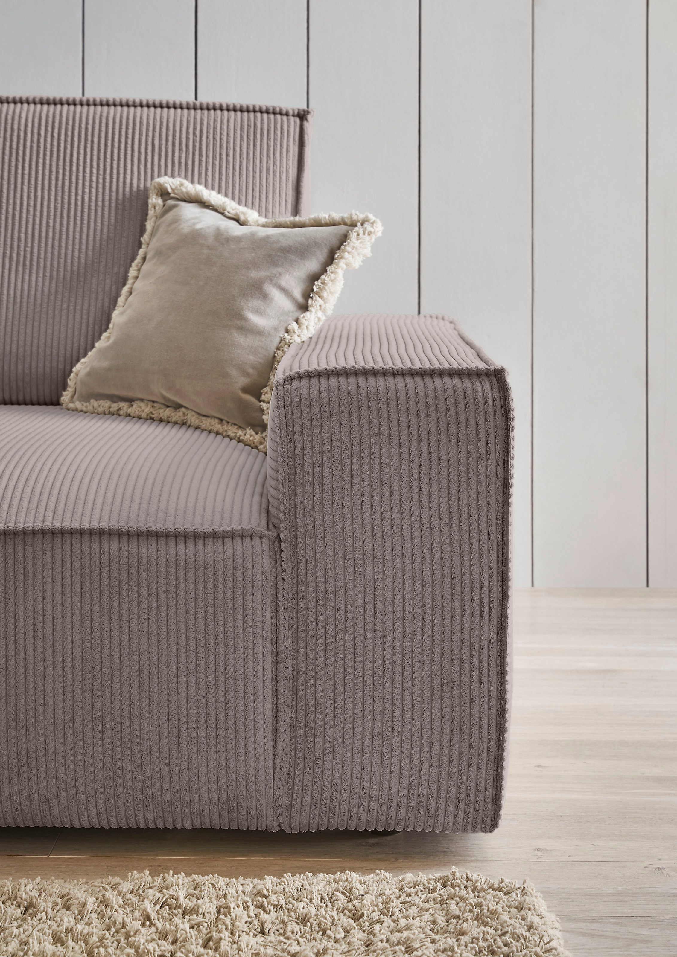 Home affaire Polsterecke »NEU: SHERWOOD XXL tief, L-Form mit Schlaffunktion, Big-Sofa mit Hocker«, (Set, 2 St.), stellbar zum Schlafsofa (Krokodilverbinder), Cord, Leinenoptik