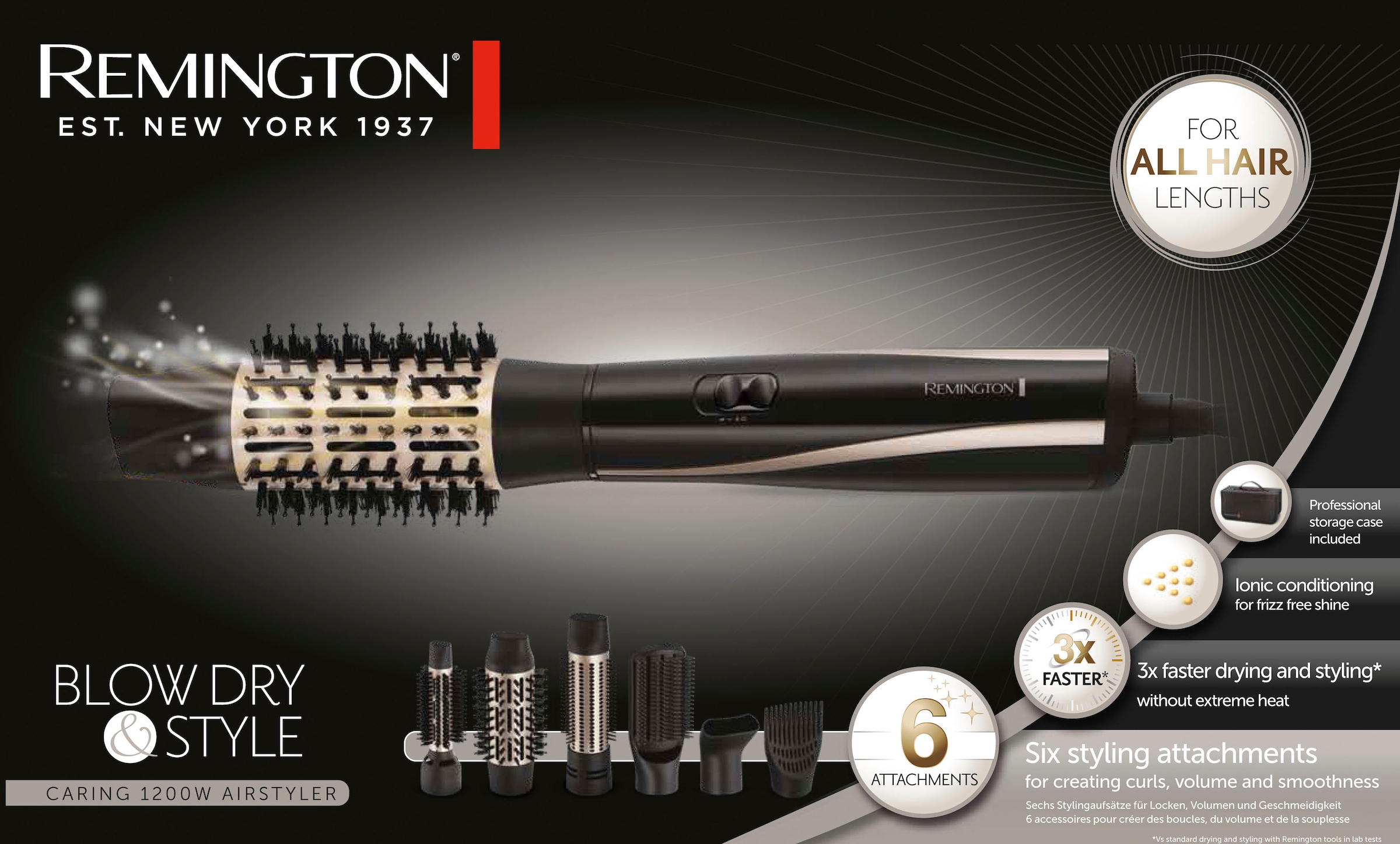 Remington Style 6 & kurze, | für »Blow AS7700«, lange mittellange Aufsätze}, Warmluftbürste Dry BAUR Haare & Airstyler/Rund-&Lockenbürste