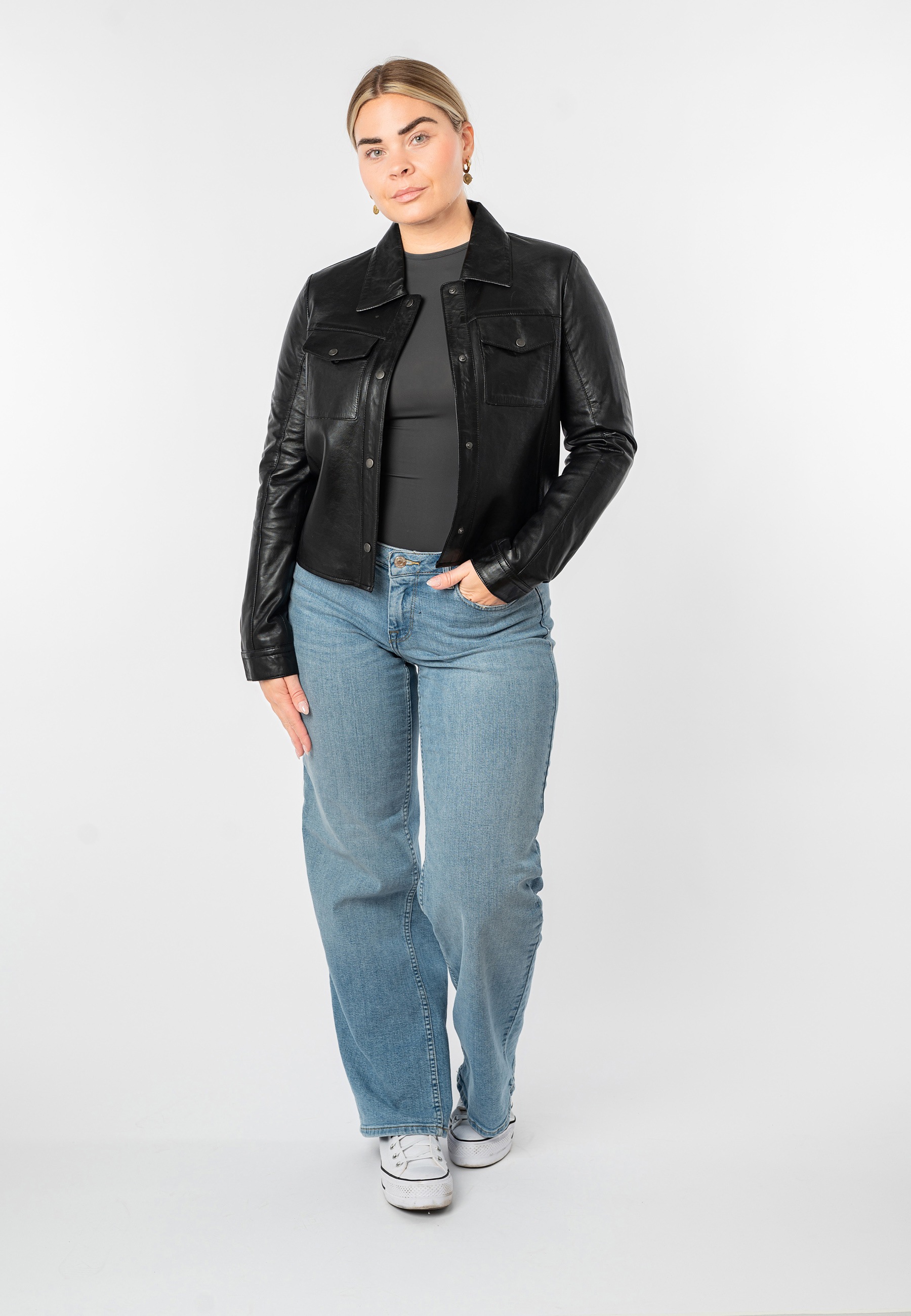 Mauritius Lederjacke "MWFeodora" Hemdjacke mit Umlegekragen günstig online kaufen