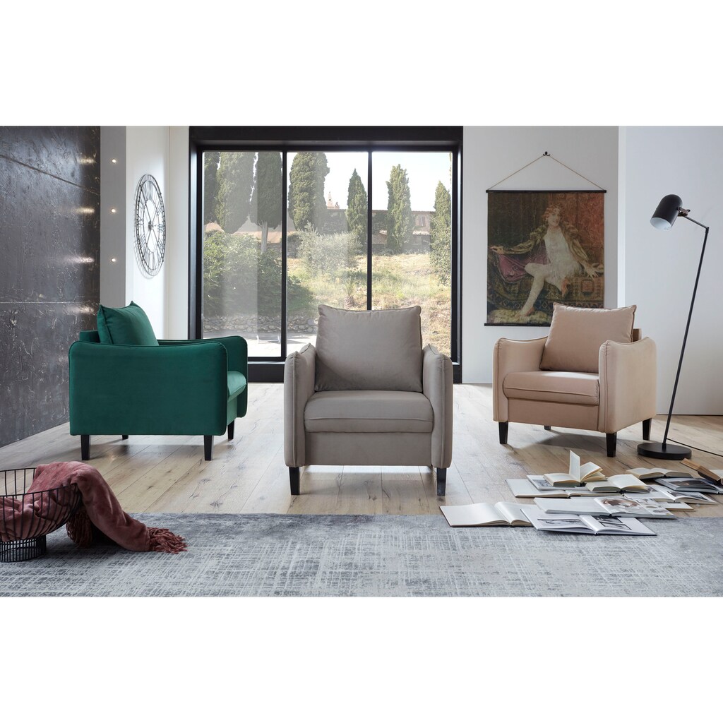 Wohnen Sessel ATLANTIC home collection Sessel »Duesseldorf«, mit losem Rückenkissen und Wellenunterfederung in Sitz 