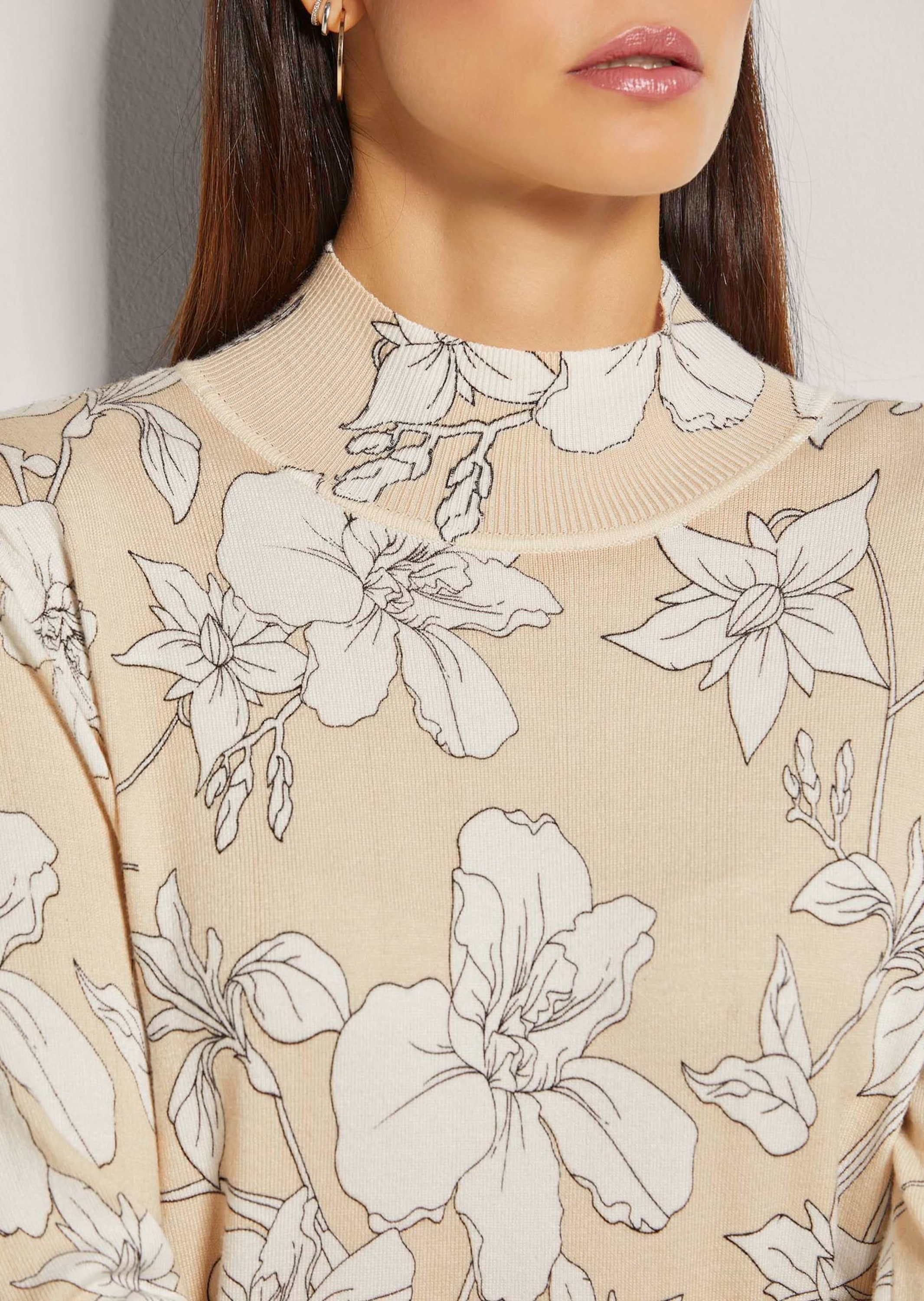 MADELEINE Longpullover »Pullover Feinstrick-Pullover mit Unikat-Print«
