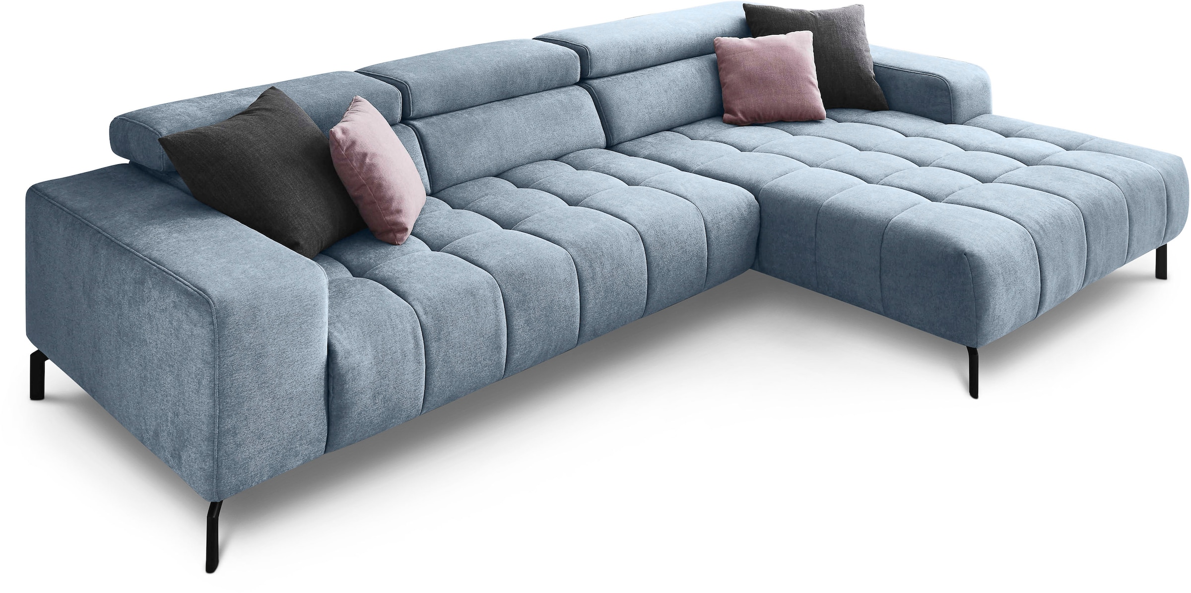 Die PlanBar Ecksofa "MP-IN18022 L-Form" mit Kopfteilverstellung & Zierkisse günstig online kaufen