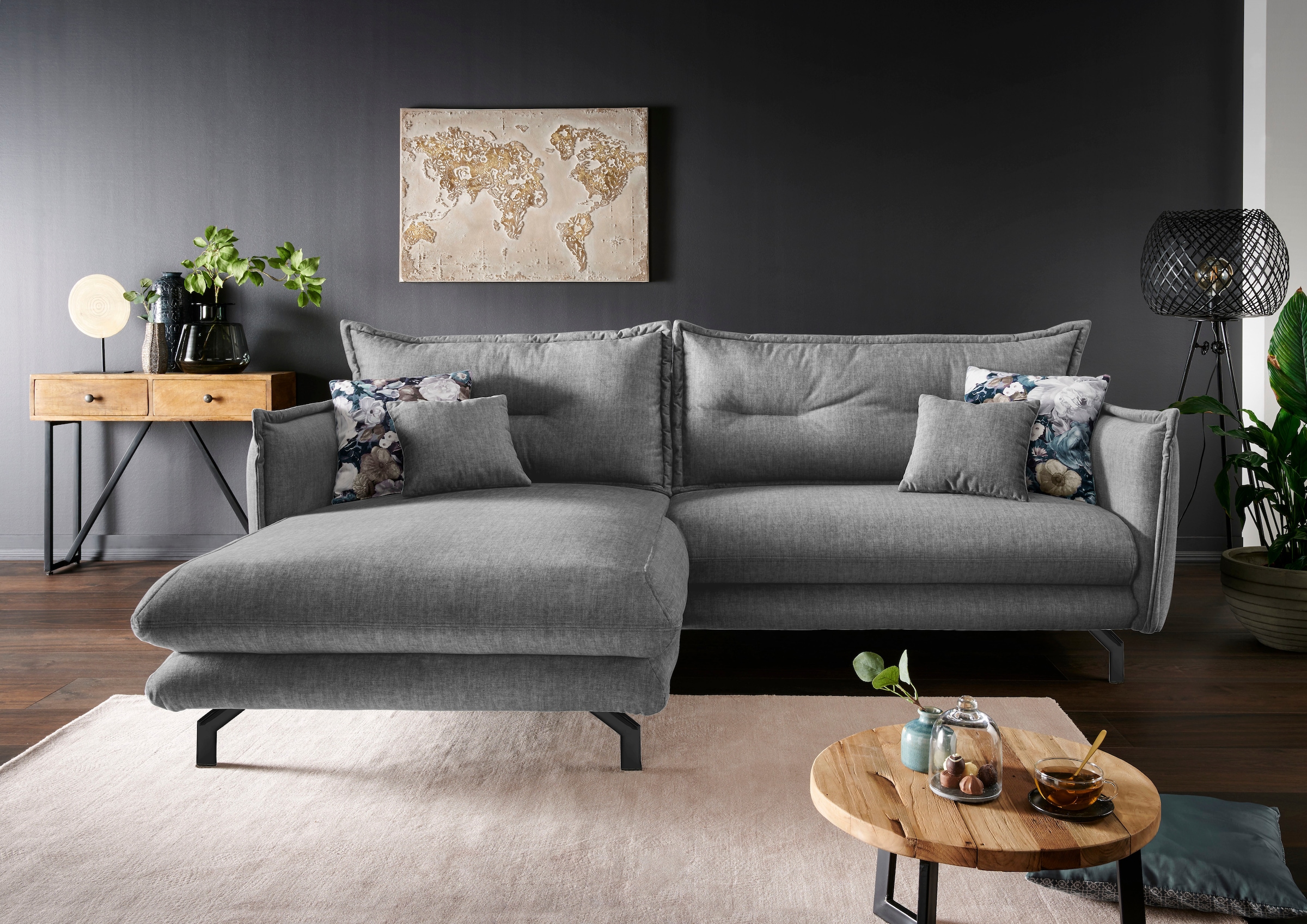 Home affaire Ecksofa "Lava modern & bequem, Breite 255cm, tolle Detailverarbeitung" Armlehnen verstellbar